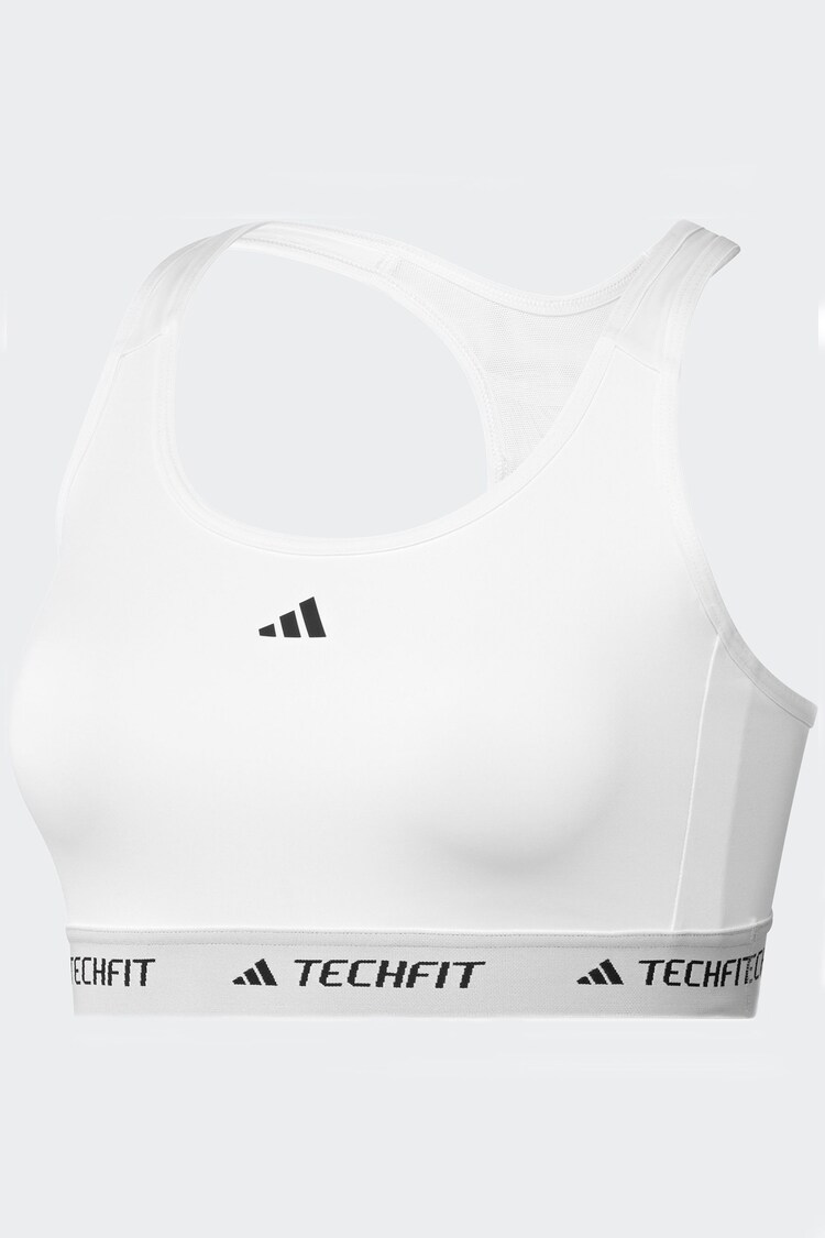 adidas White Medium Support Techfit Powerreact Bra - Image 1 of 1