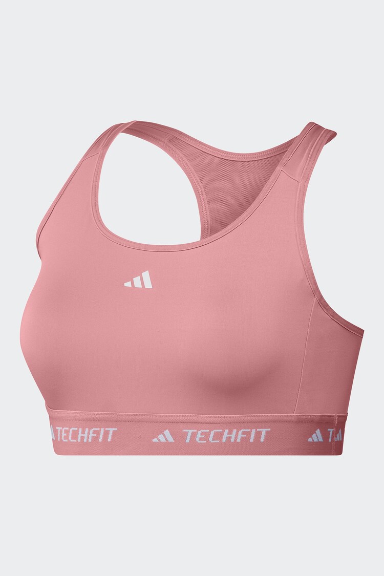 adidas Pink Medium Support Techfit Powerreact Bra - Image 1 of 1