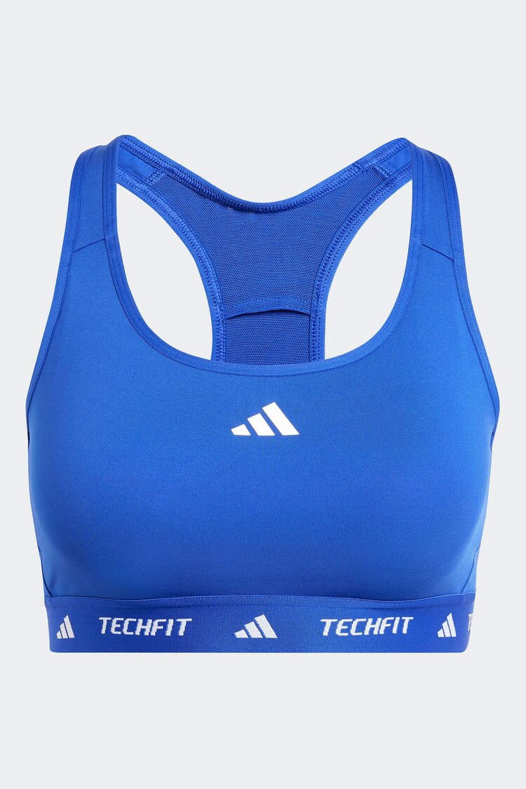 adidas Dark Blue Medium Support Techfit Powerreact Bra - Image 1 of 1