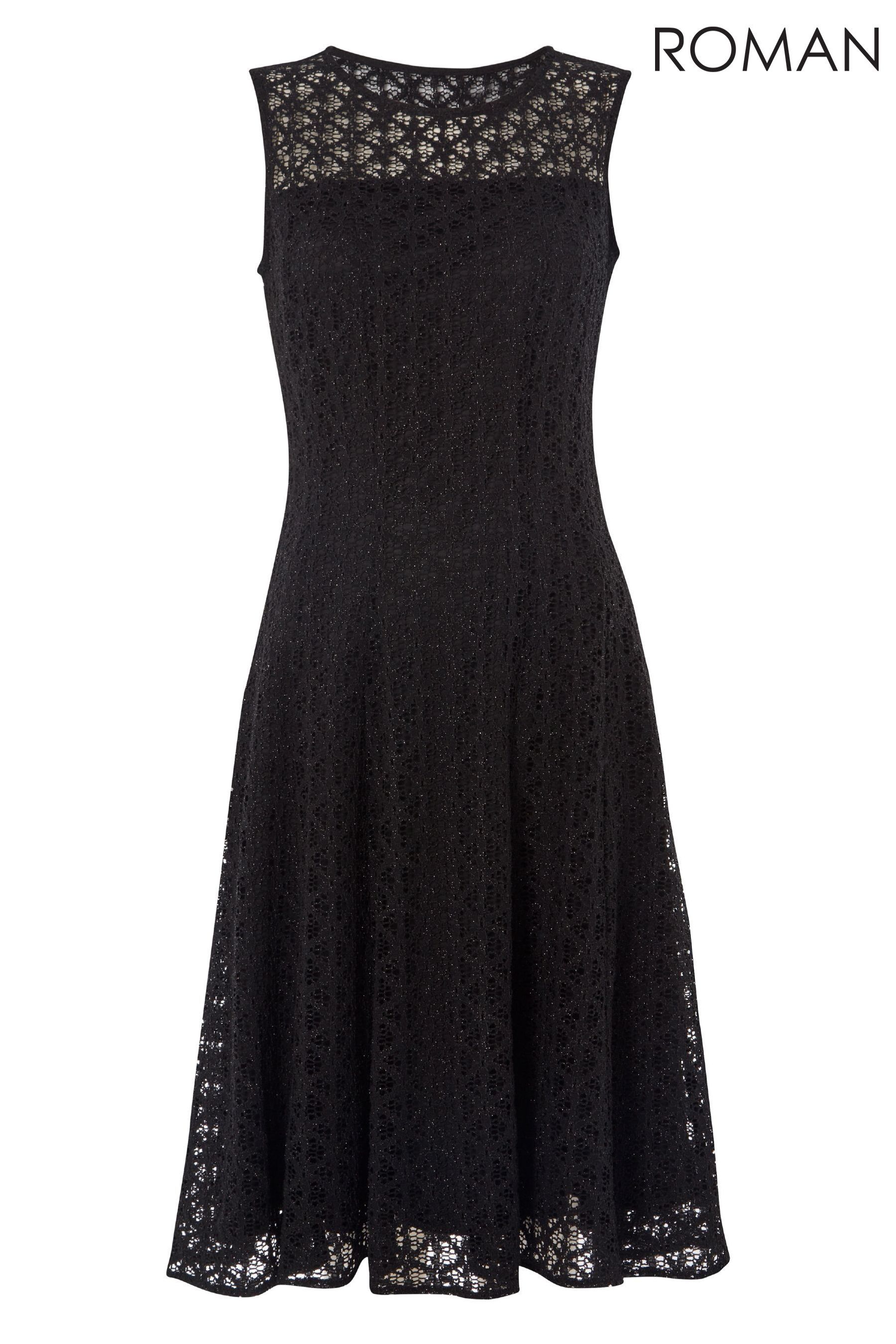 Buy Roman Black Lace Fit and Flare Dress from the Next UK online shop
