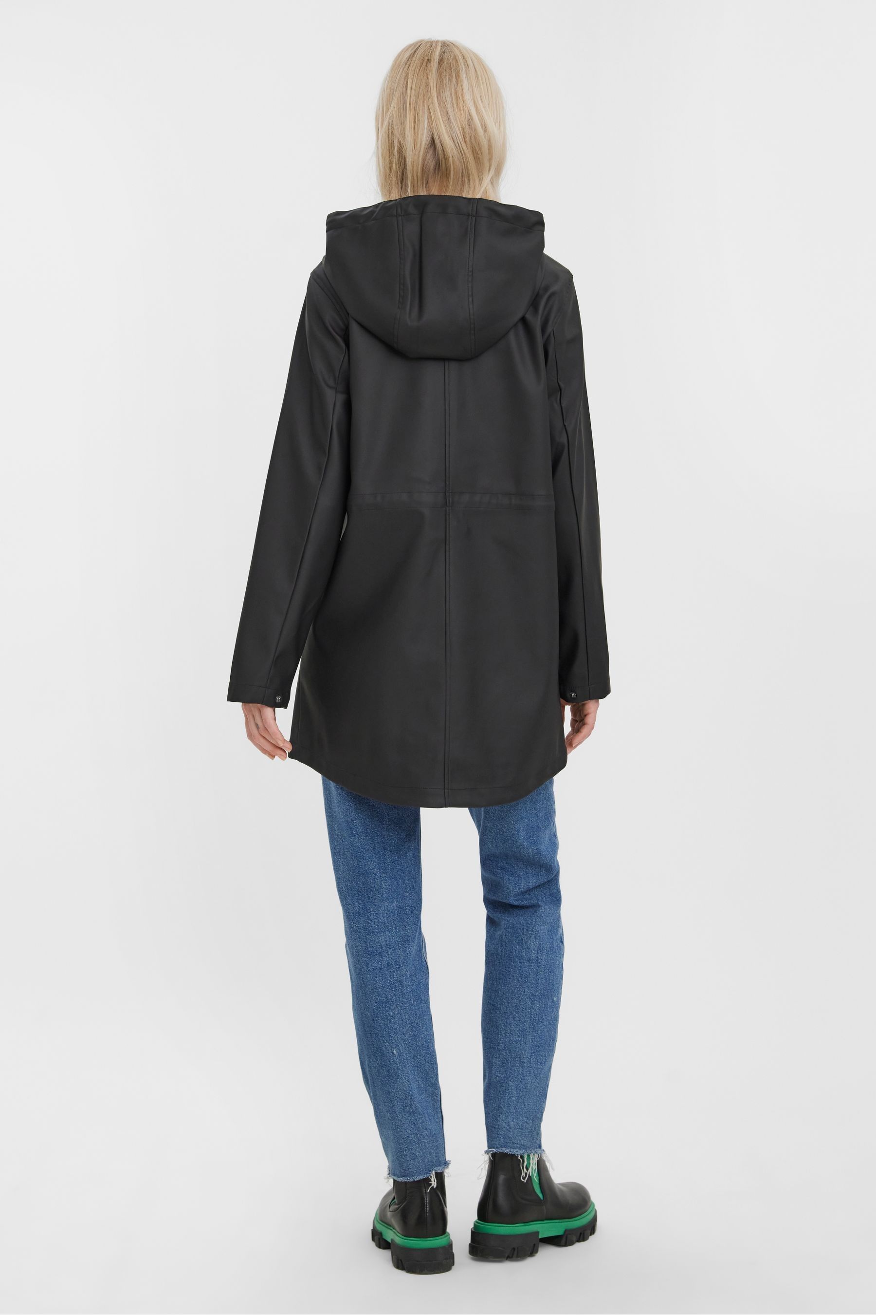 Buy VERO MODA Black Petite Hooded Rain Mac Jacket from the Next UK ...