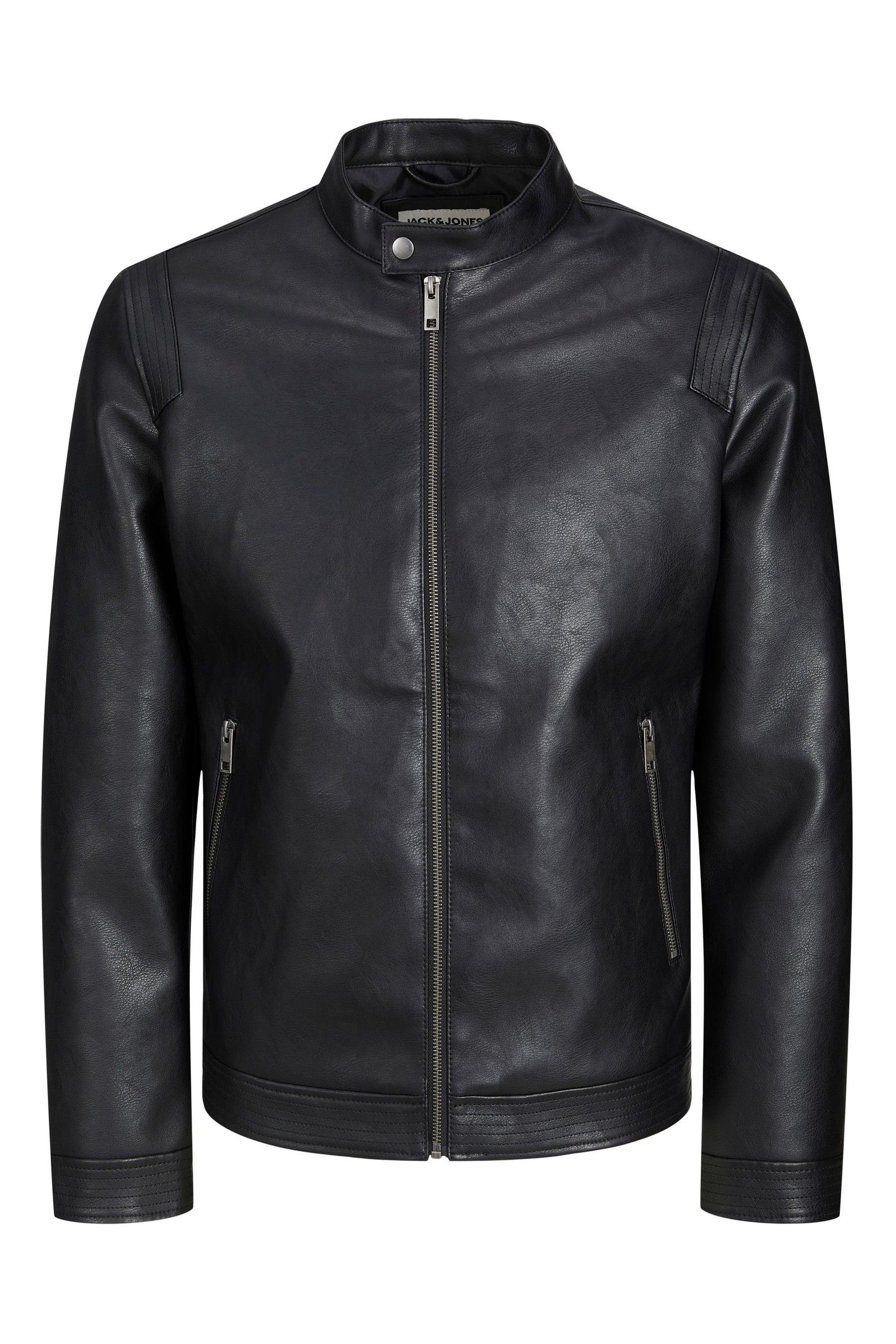 Buy Jack & Jones Black Faux Leather Biker Jacket from the Next UK ...