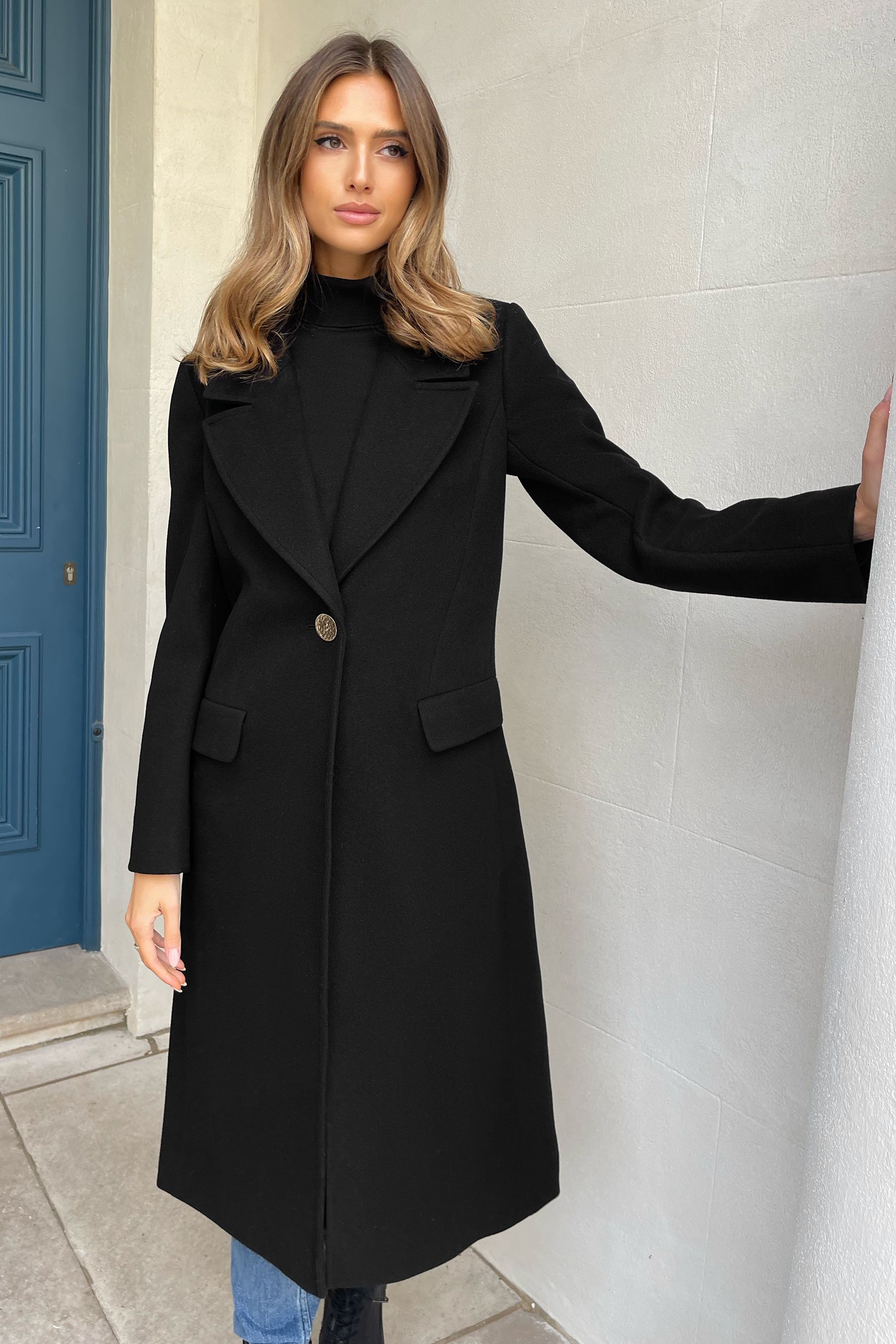 Buy Lipsy Black Long Line Tailored City Coat from Next Ireland