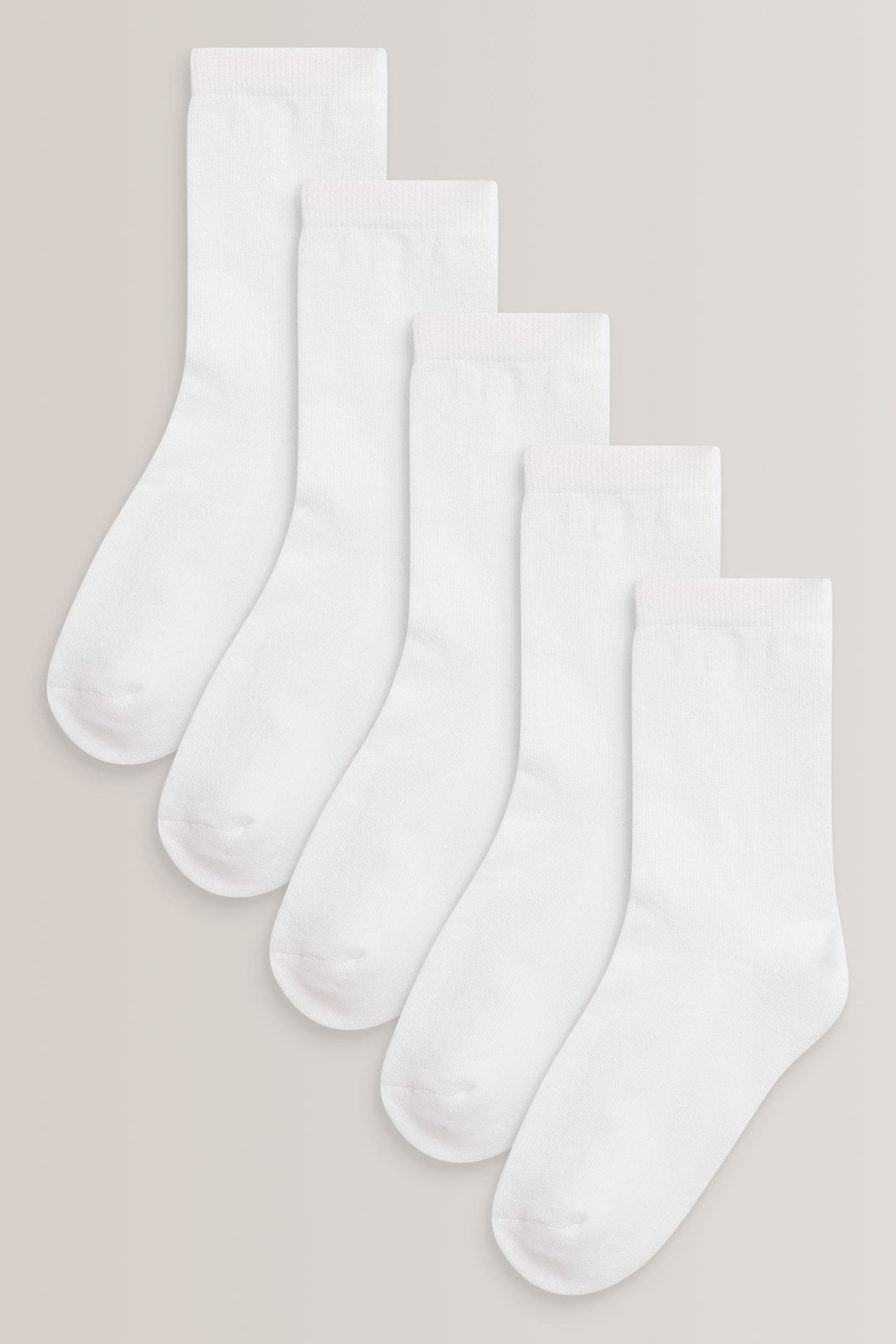 Buy White 5 Pack Cotton Rich Cushioned Sole Ankle Socks from the Next ...