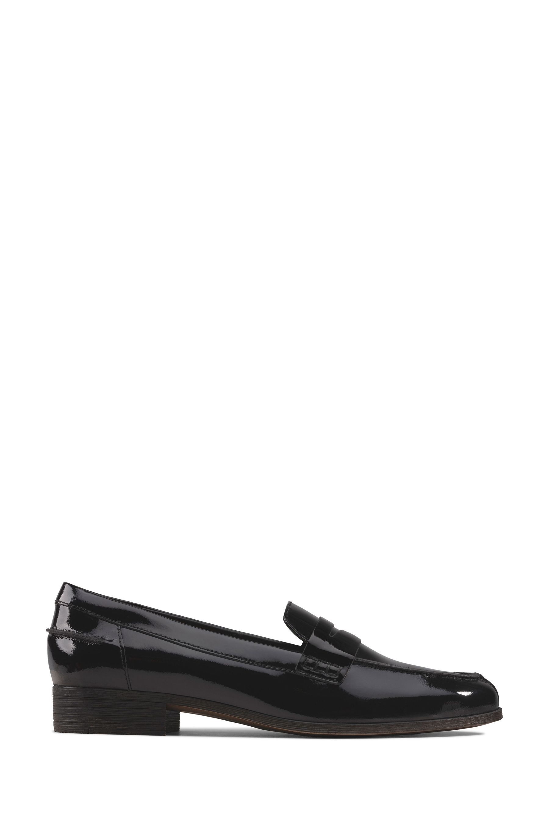 Buy Clarks Black Pat Hamble Wide Fit Loafer Shoes from the Next UK ...