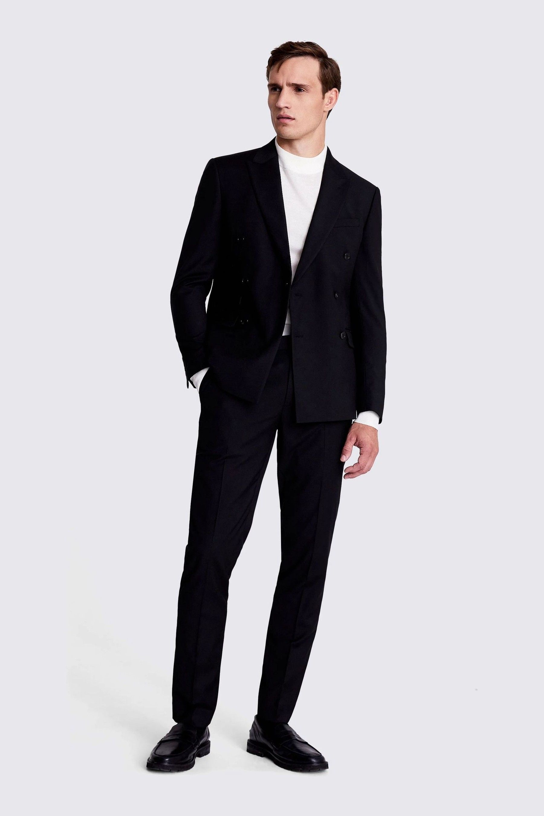 Buy MOSS Black Slim Fit Double Breasted Stretch Suit: Jacket from the ...