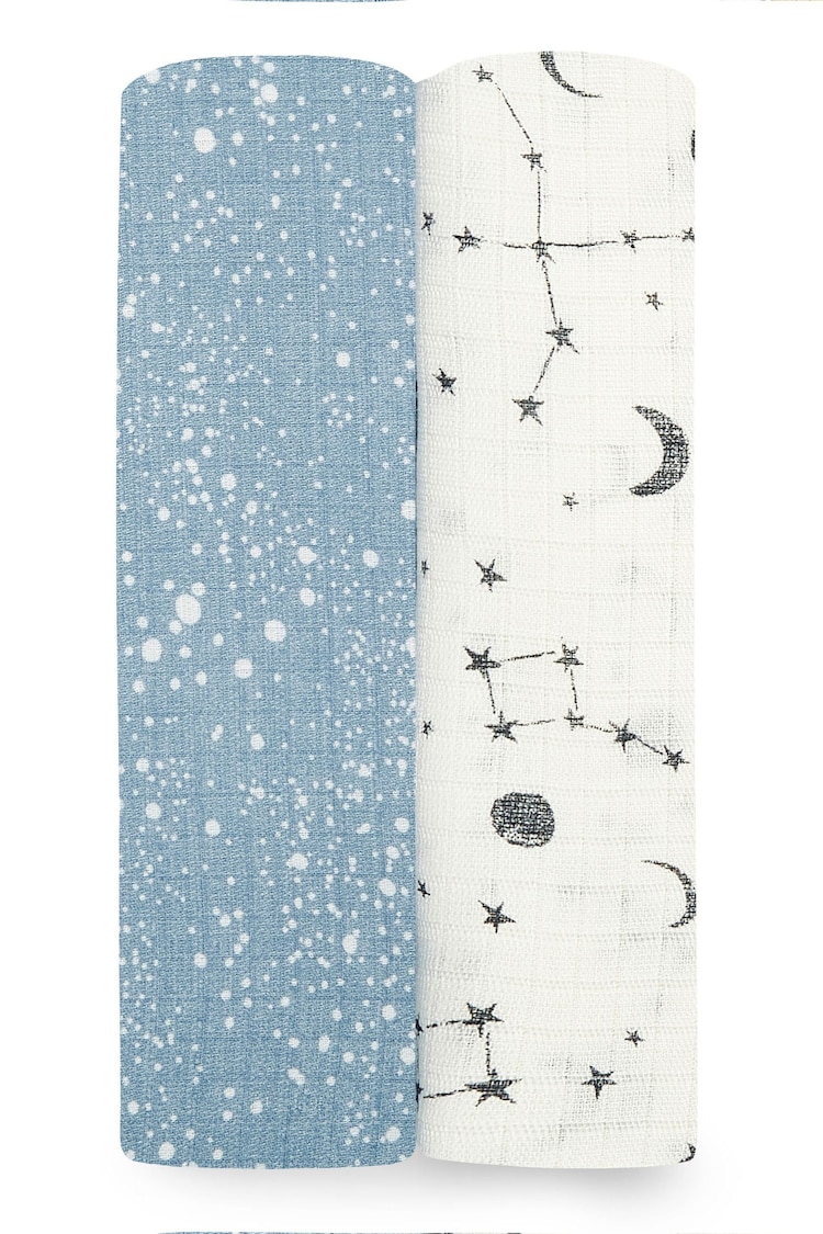 aden + anais Blue Essentials Cosmic Galaxy Silky Soft Blankets 2 Pack - Image 1 of 1
