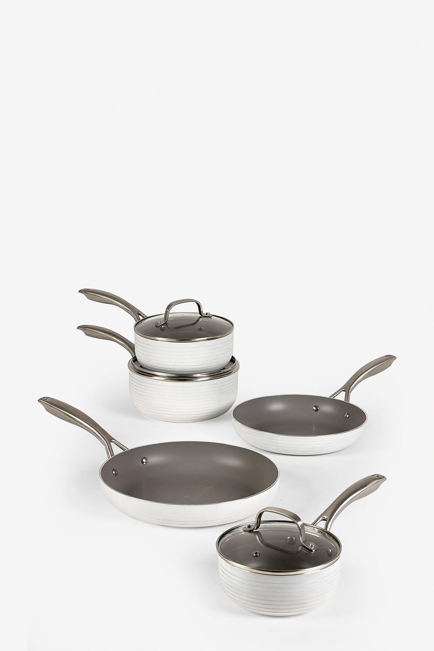 Buy White Malvern 5 piece pan set NonStick Cookware from the Next UK