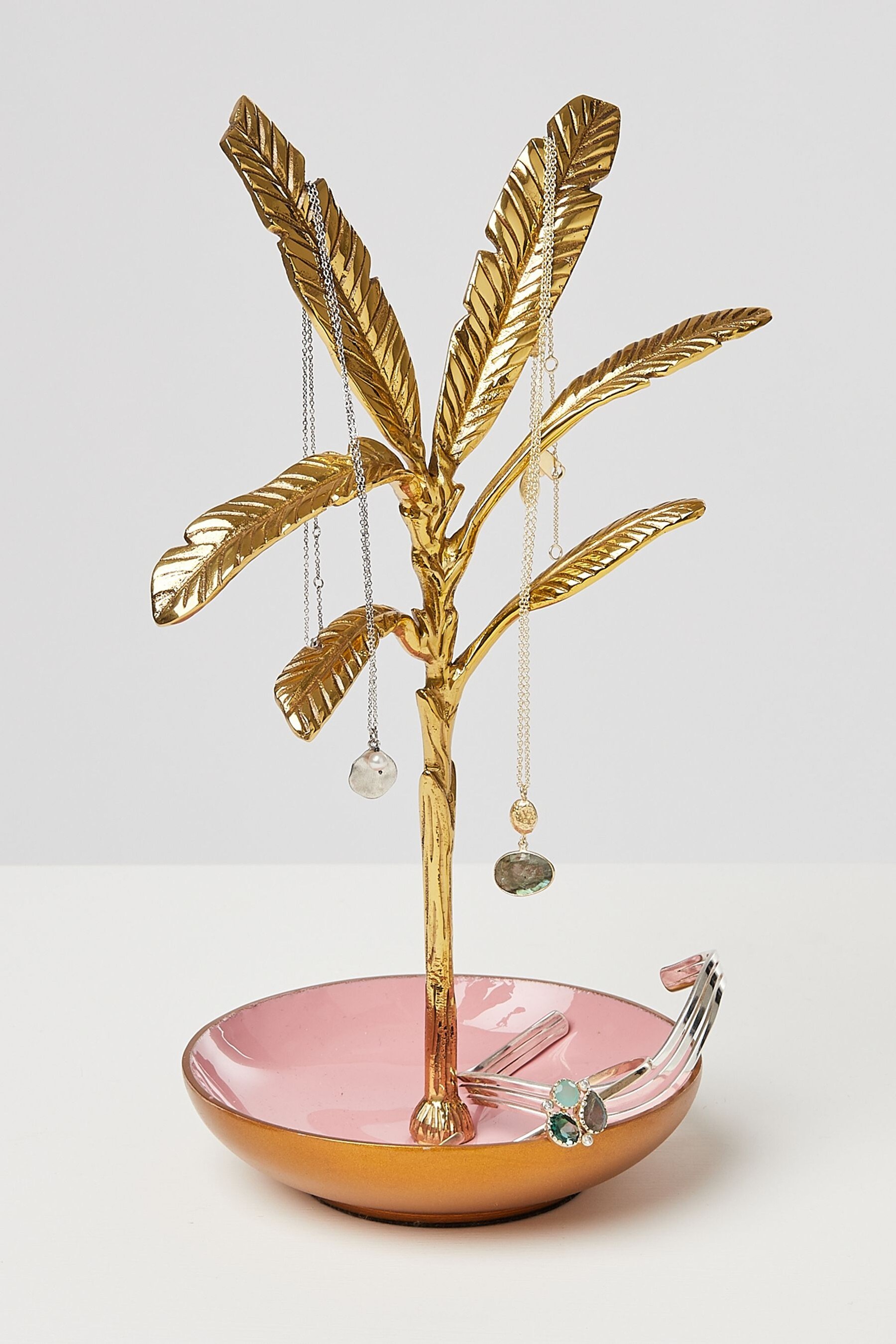 Buy Oliver Bonas Gold Banana Leaf Pink Jewellery Stand from the Next UK