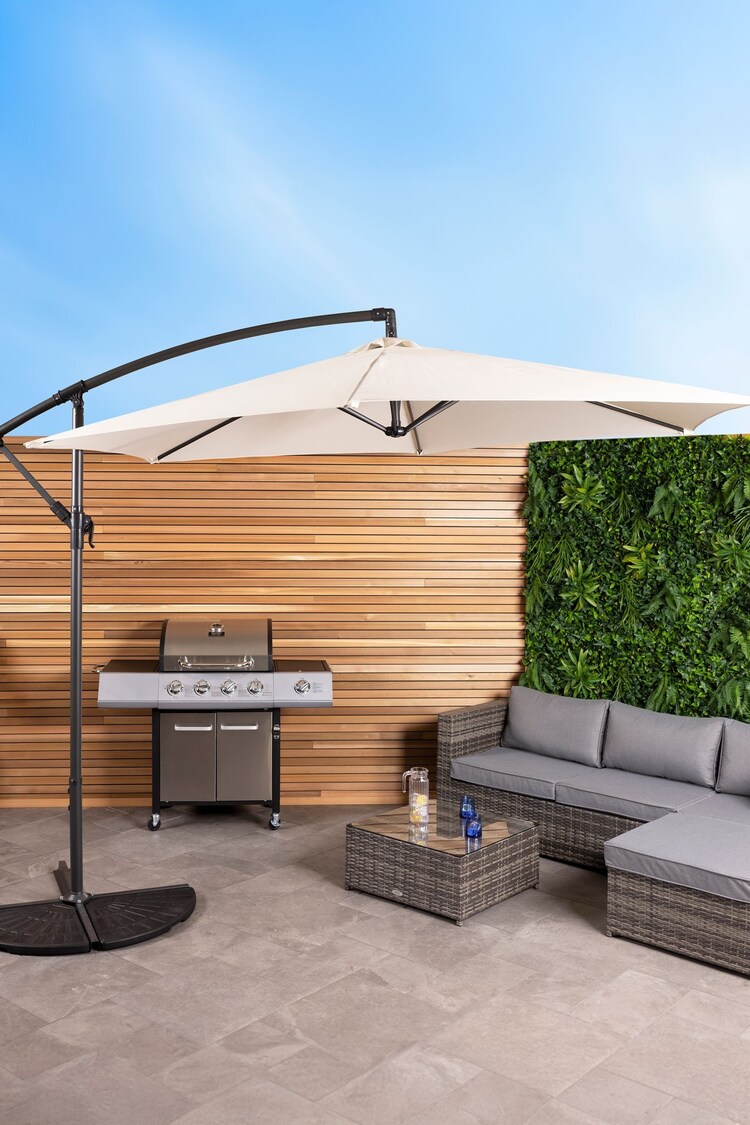 Charles Bentley Cream 3m Hanging Banana Cantilever Garden Umbrella - Image 1 of 1