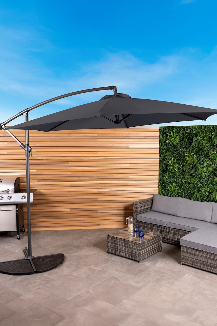 Charles Bentley Grey 3m Hanging Banana Cantilever Garden Umbrella - Image 1 of 1