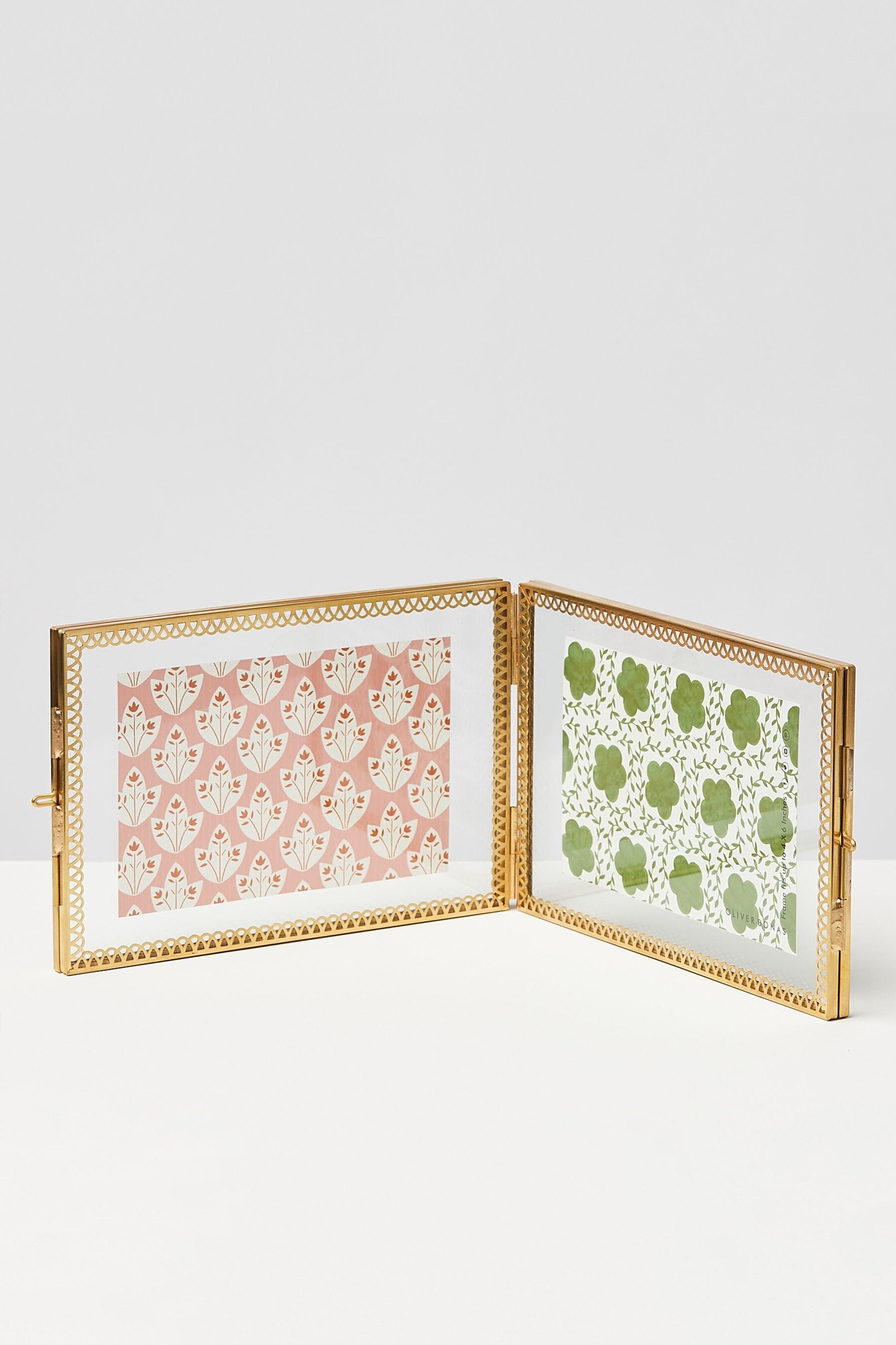 Buy Oliver Bonas Gold And Glass Lace Double Picture Frame from the Next