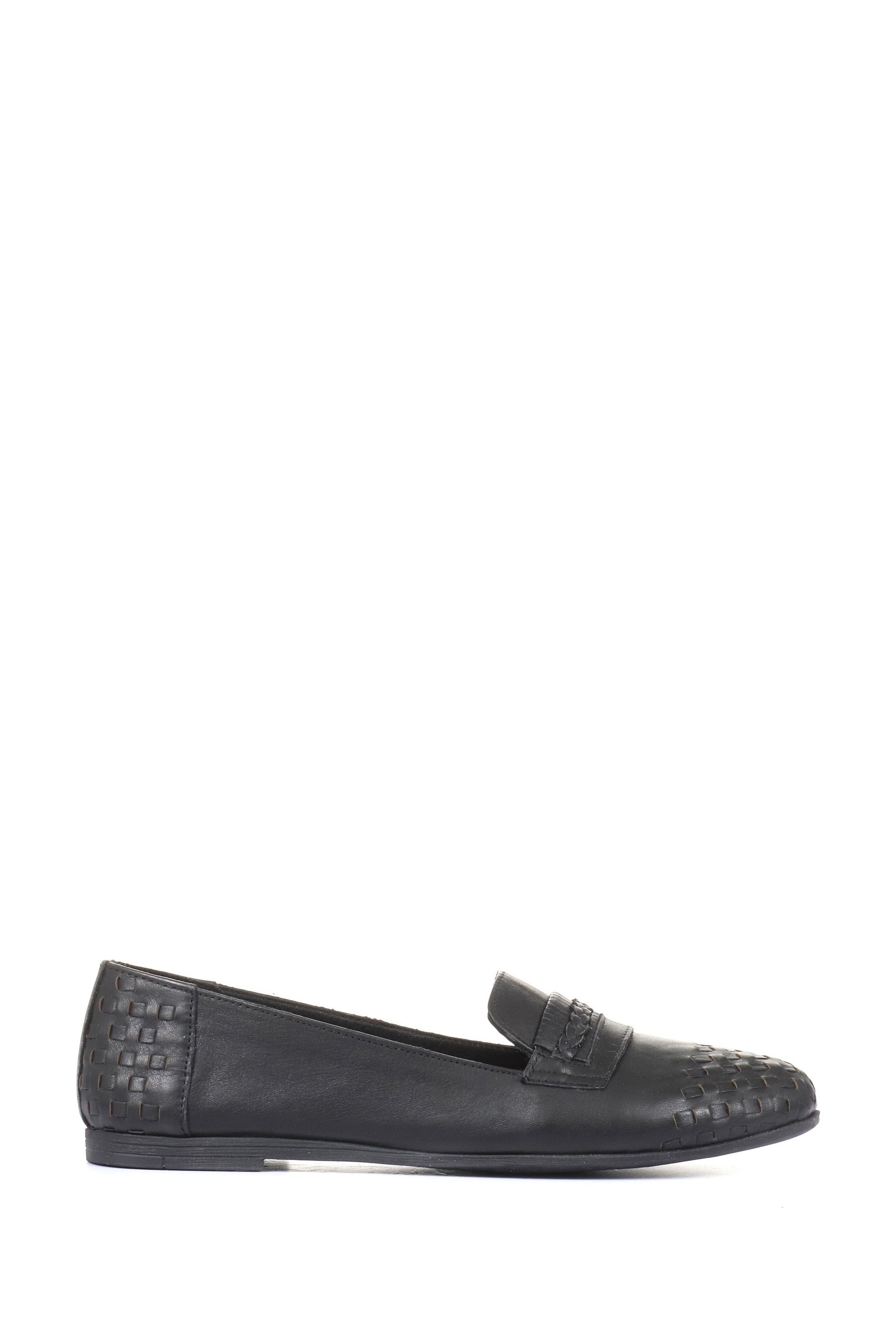 Buy Jones Bootmaker Black Mariah Ladies Woven Leather Loafers from the