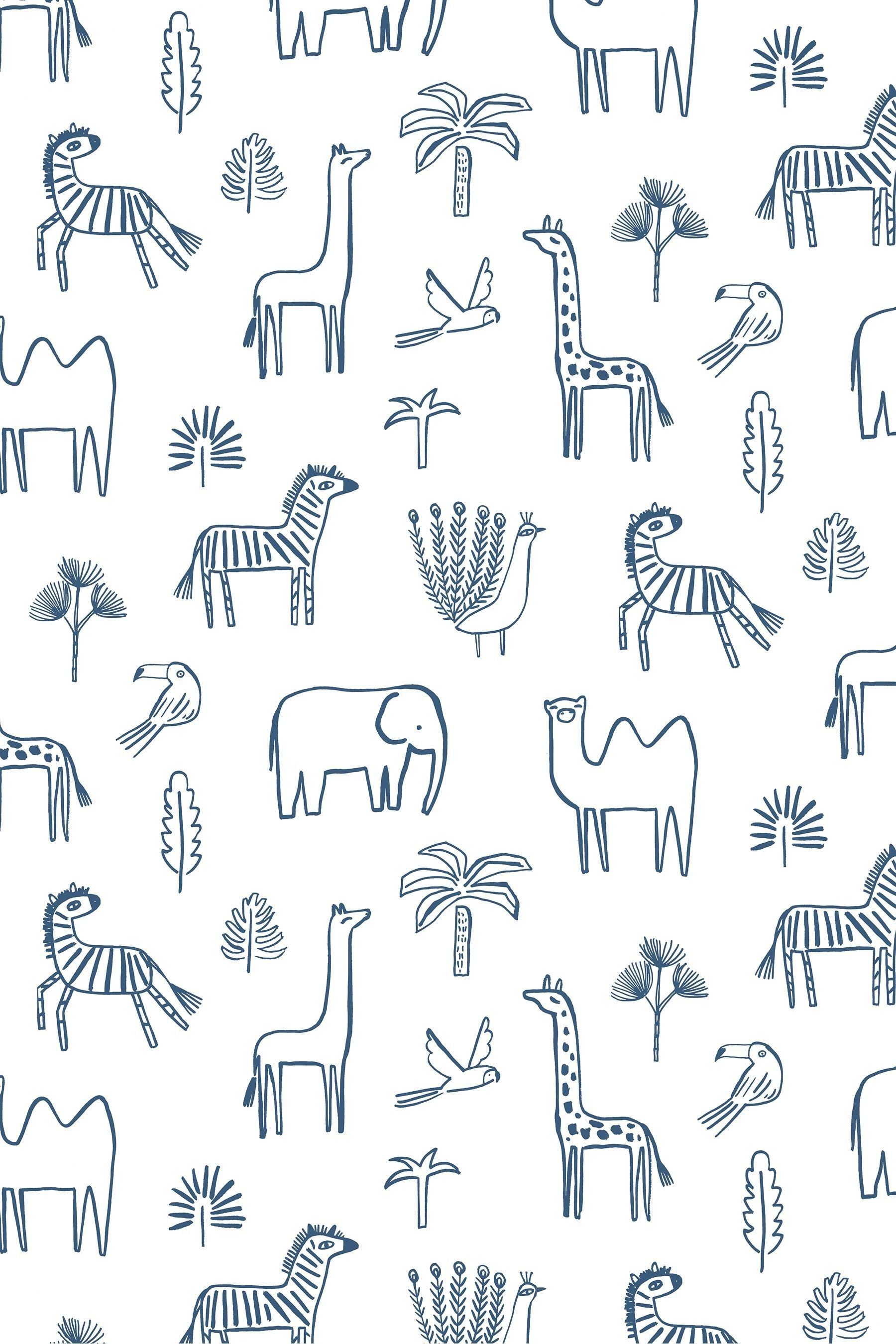 Buy Harlequin Blue Funky Jungle Wallpaper Children's Wallpaper from the