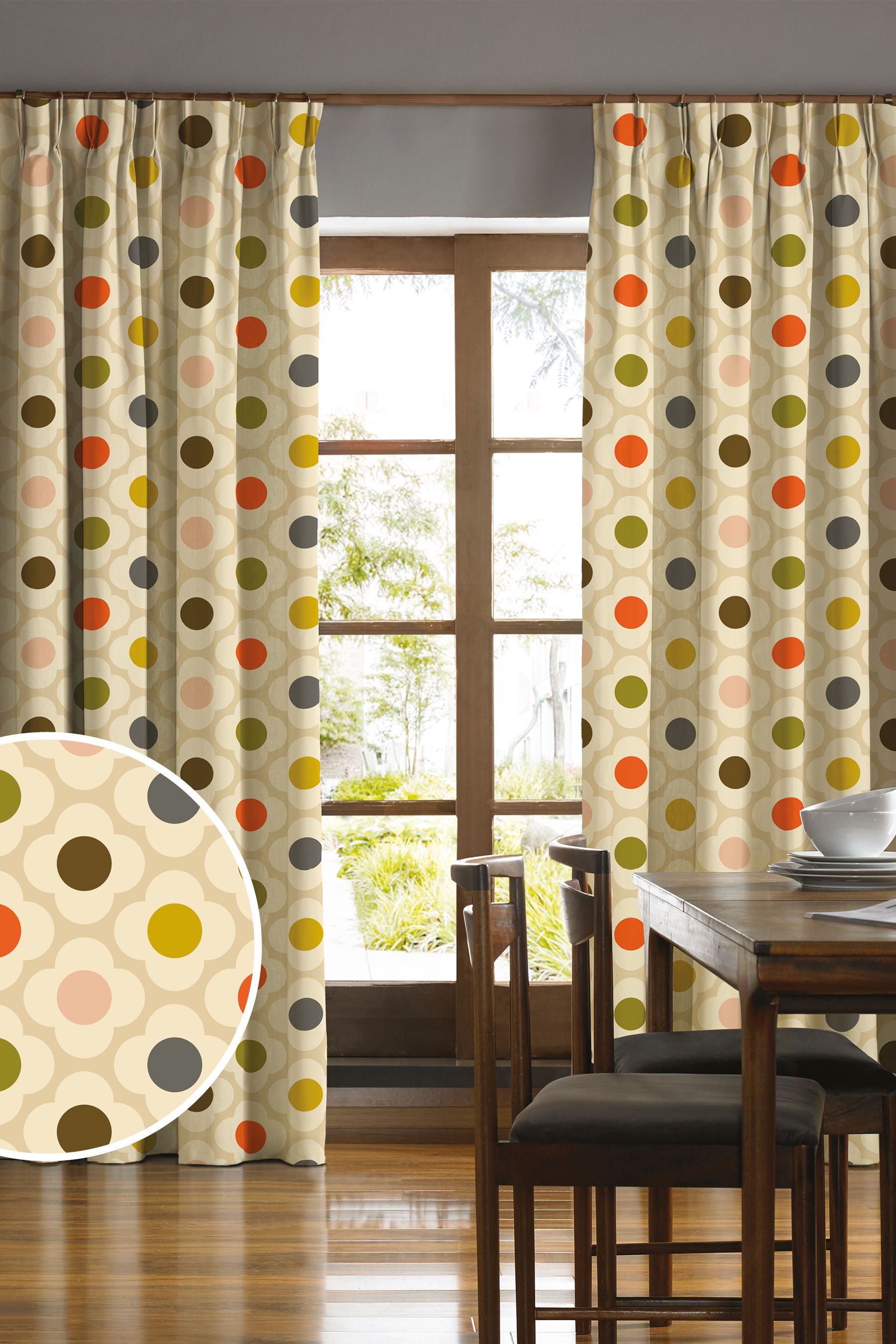 Buy Orla Kiely Cream Flower Spot Summer Made To Measure Curtains from