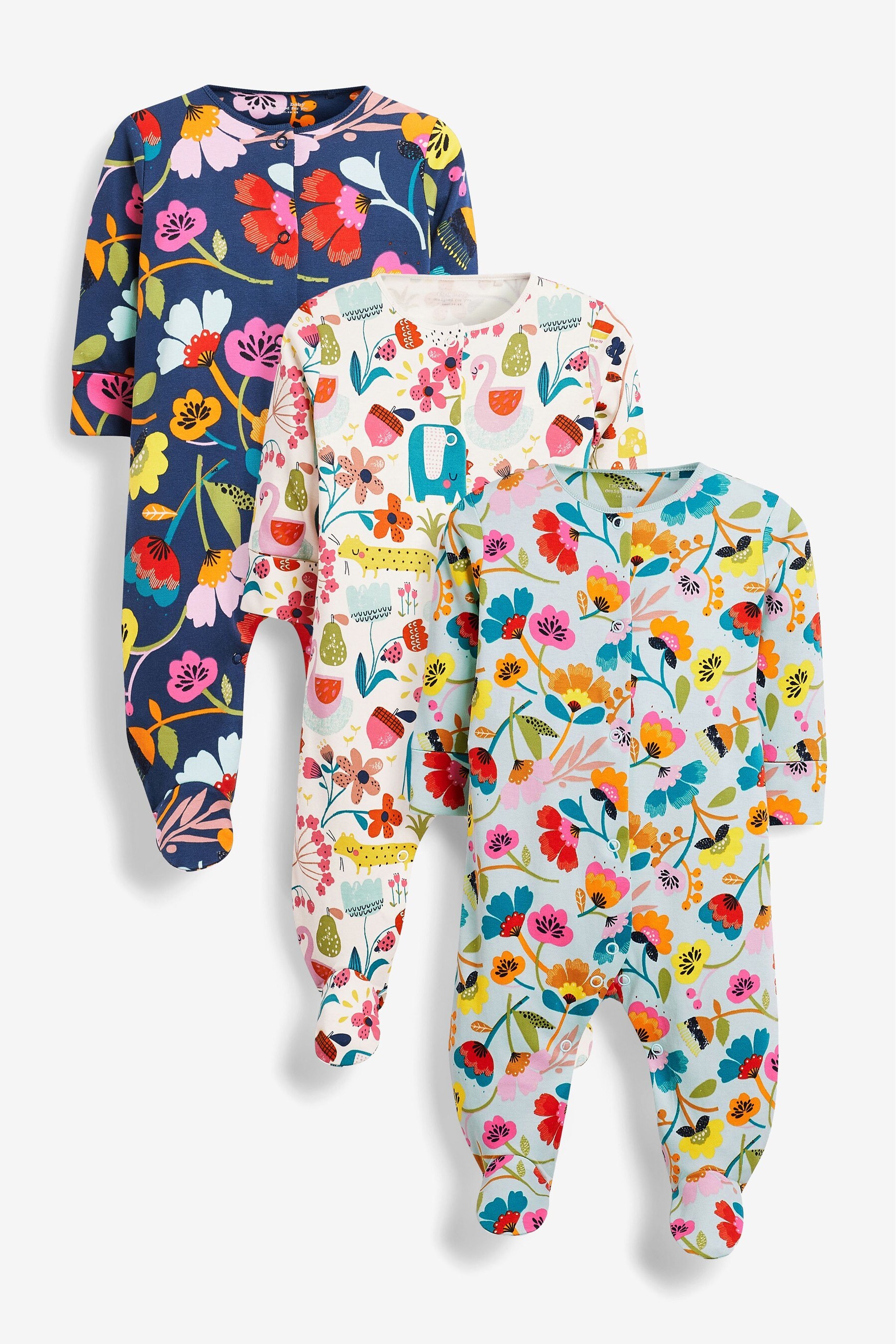 Buy Next Floral Baby Sleepsuits 3 Pack (02yrs) from Next USA