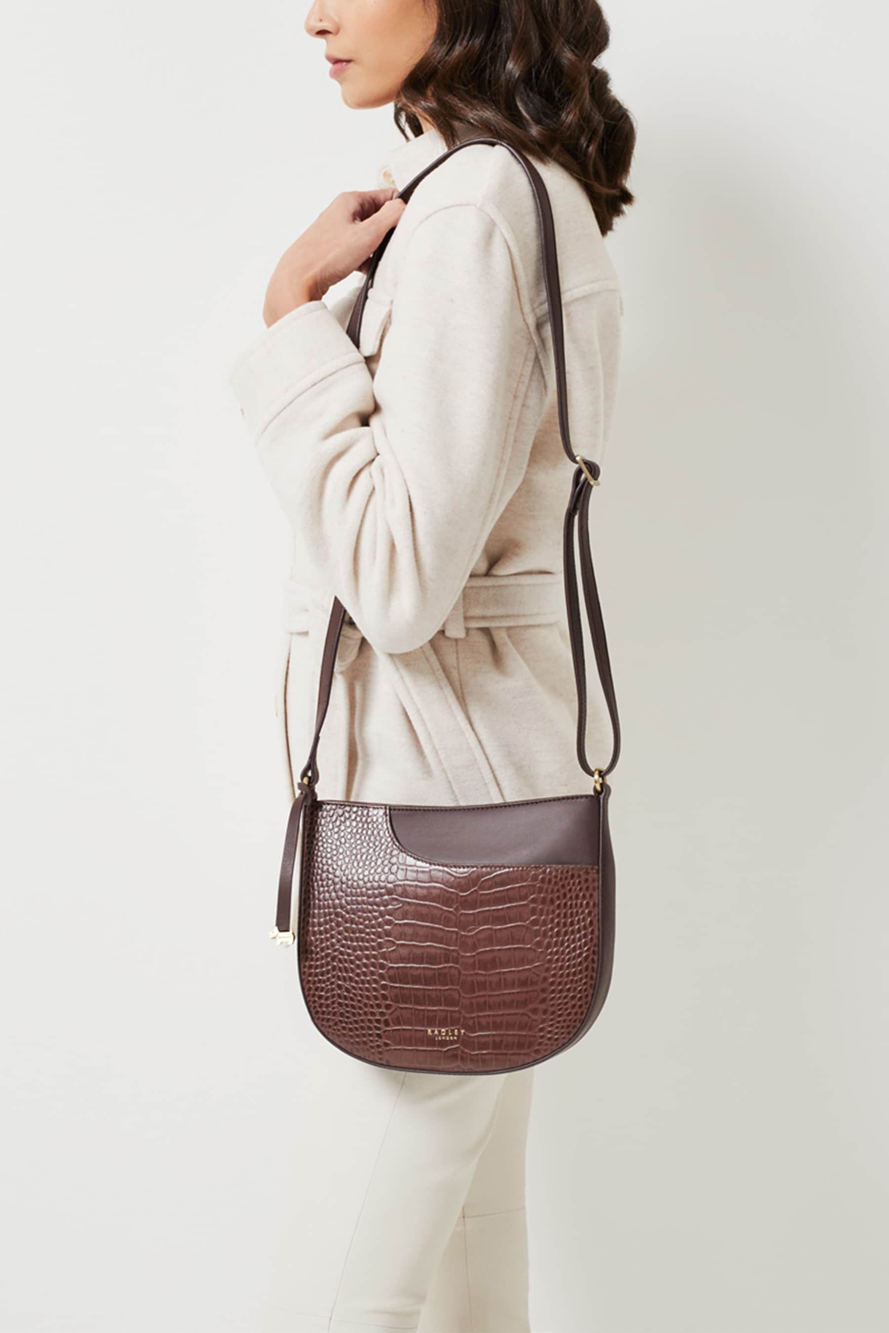 Buy Radley London Pockets Brown Faux Croc Medium Zip Top Cross Body Bag