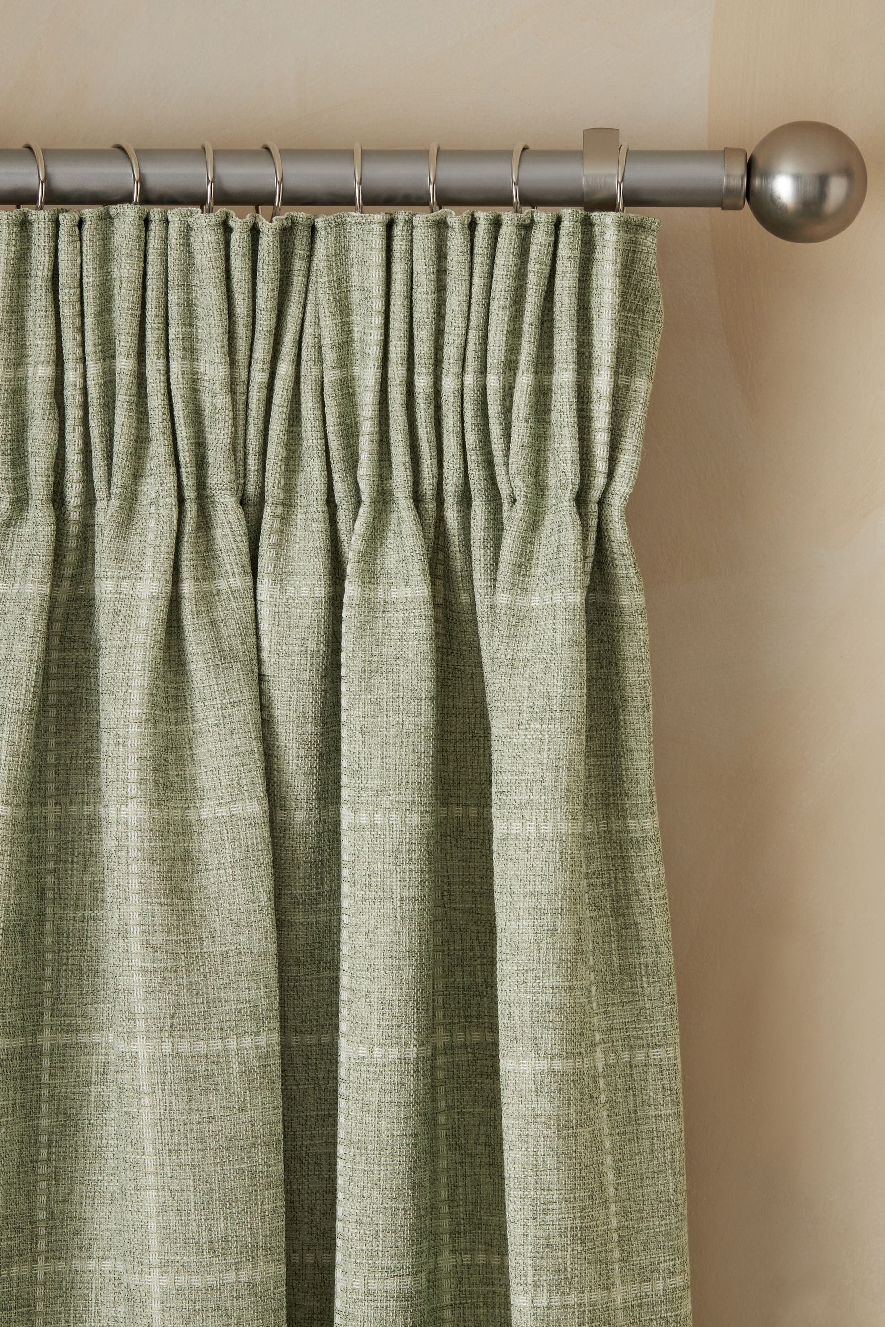 Buy Sage Green Windowpane Check Lined Pencil Pleat Curtains from the ...