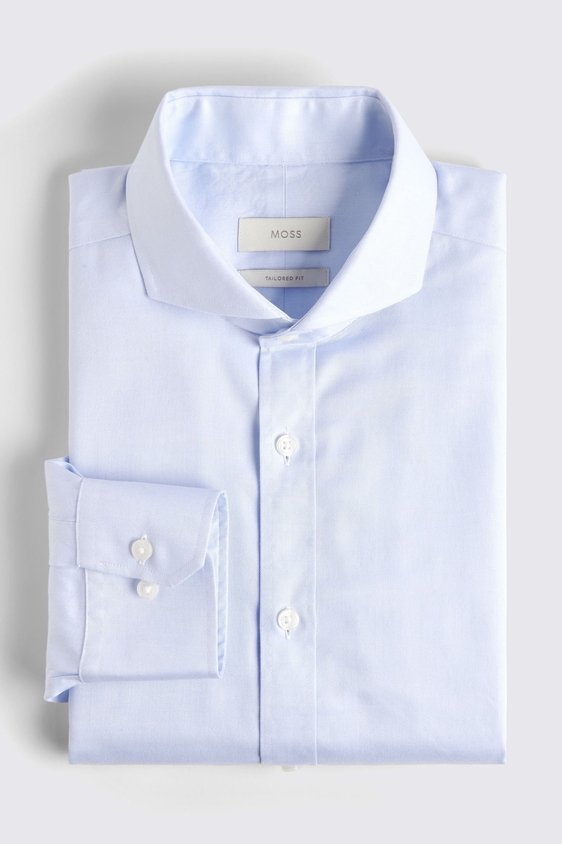MOSS Sky Blue Tailored Fit Twill Zero Iron Shirt - Image 1 of 1