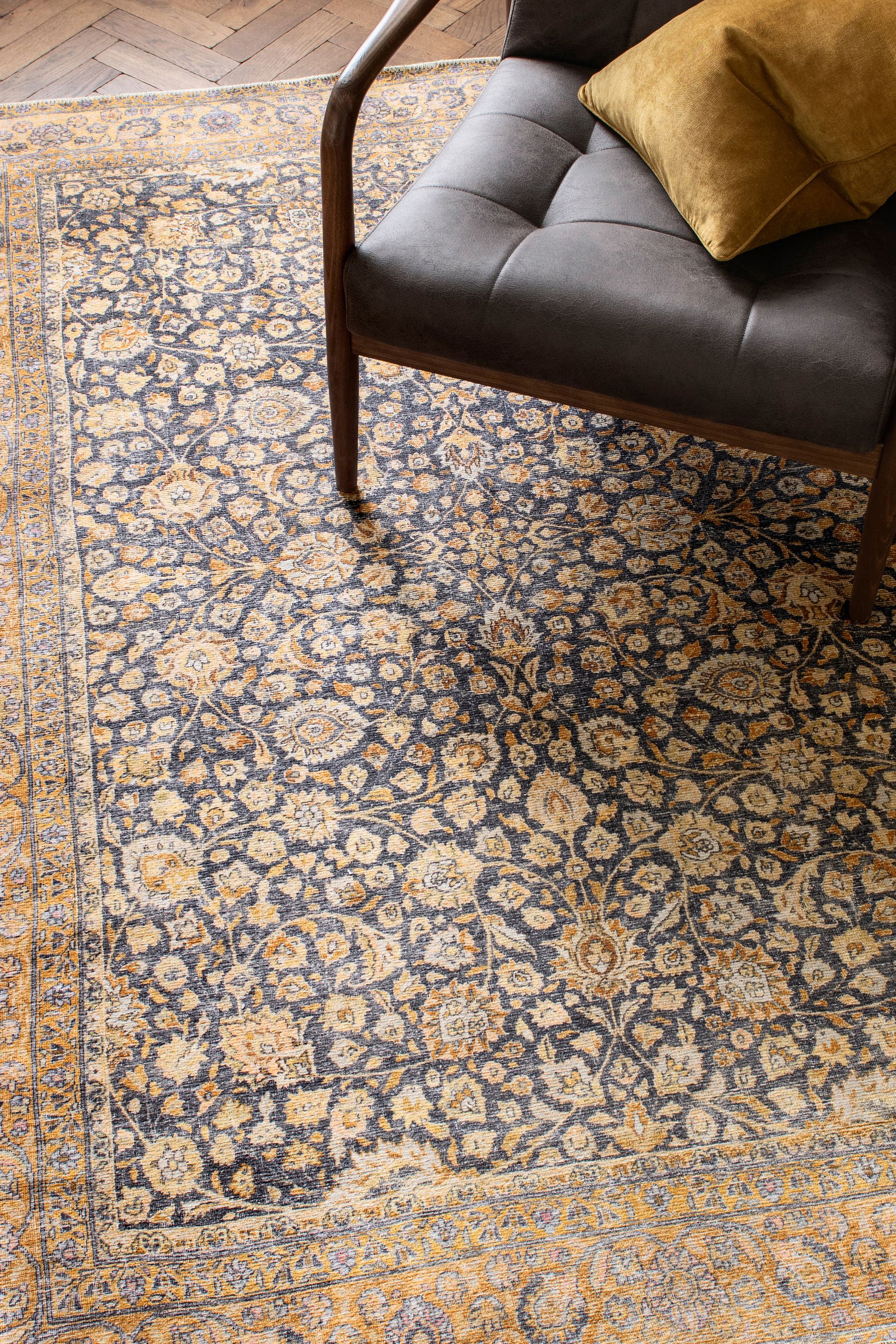 Buy Ochre Yellow Elisabete Flatweave Oriental Rug from Next Ireland