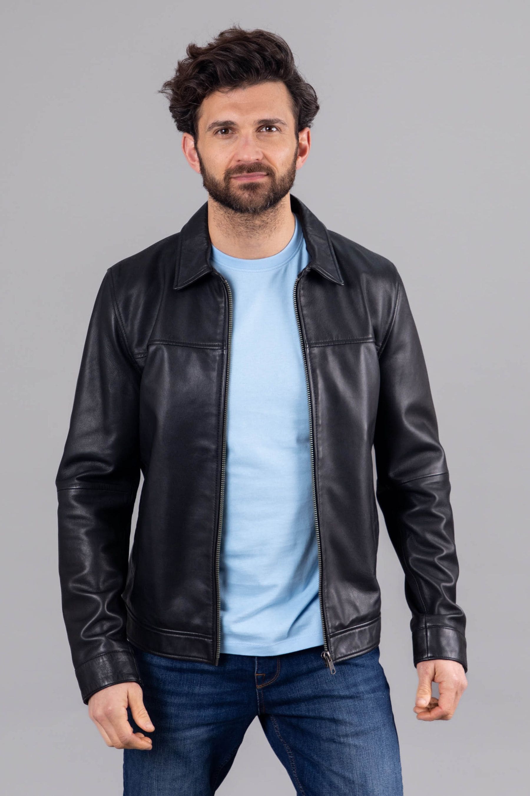 Buy Lakeland Leather Renwick Collared Leather Black Jacket from the ...