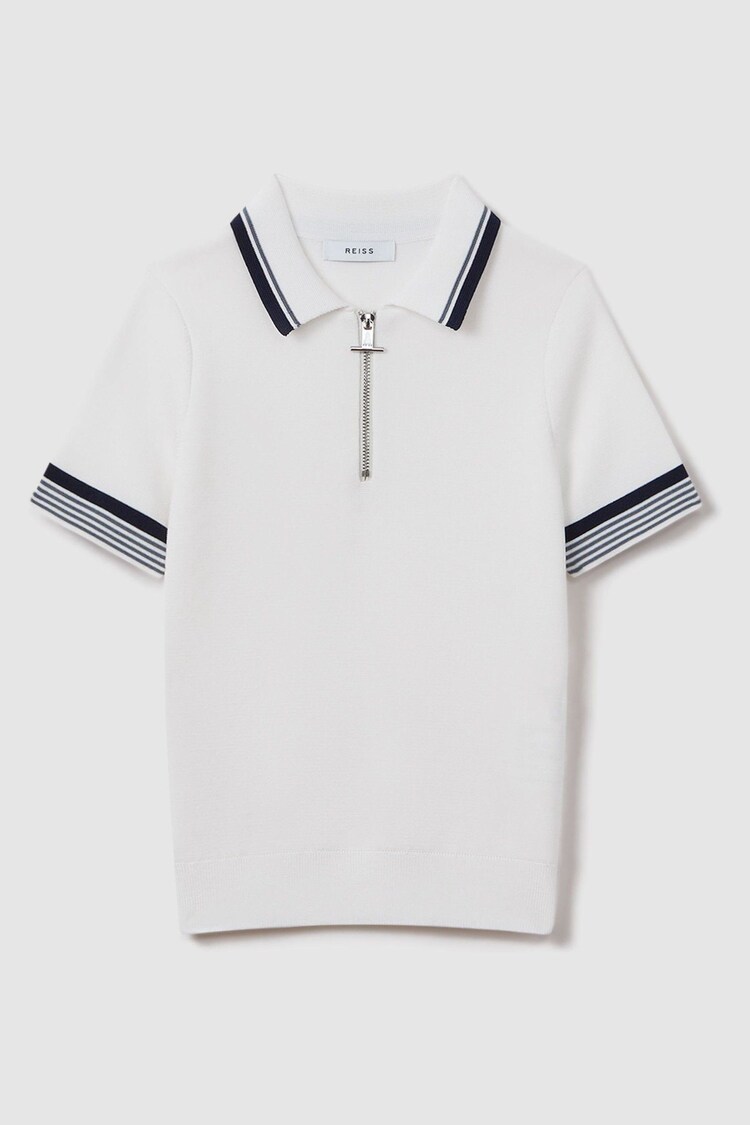 Reiss Optic White Chelsea Teen Half-Zip Polo Shirt - Image 1 of 1