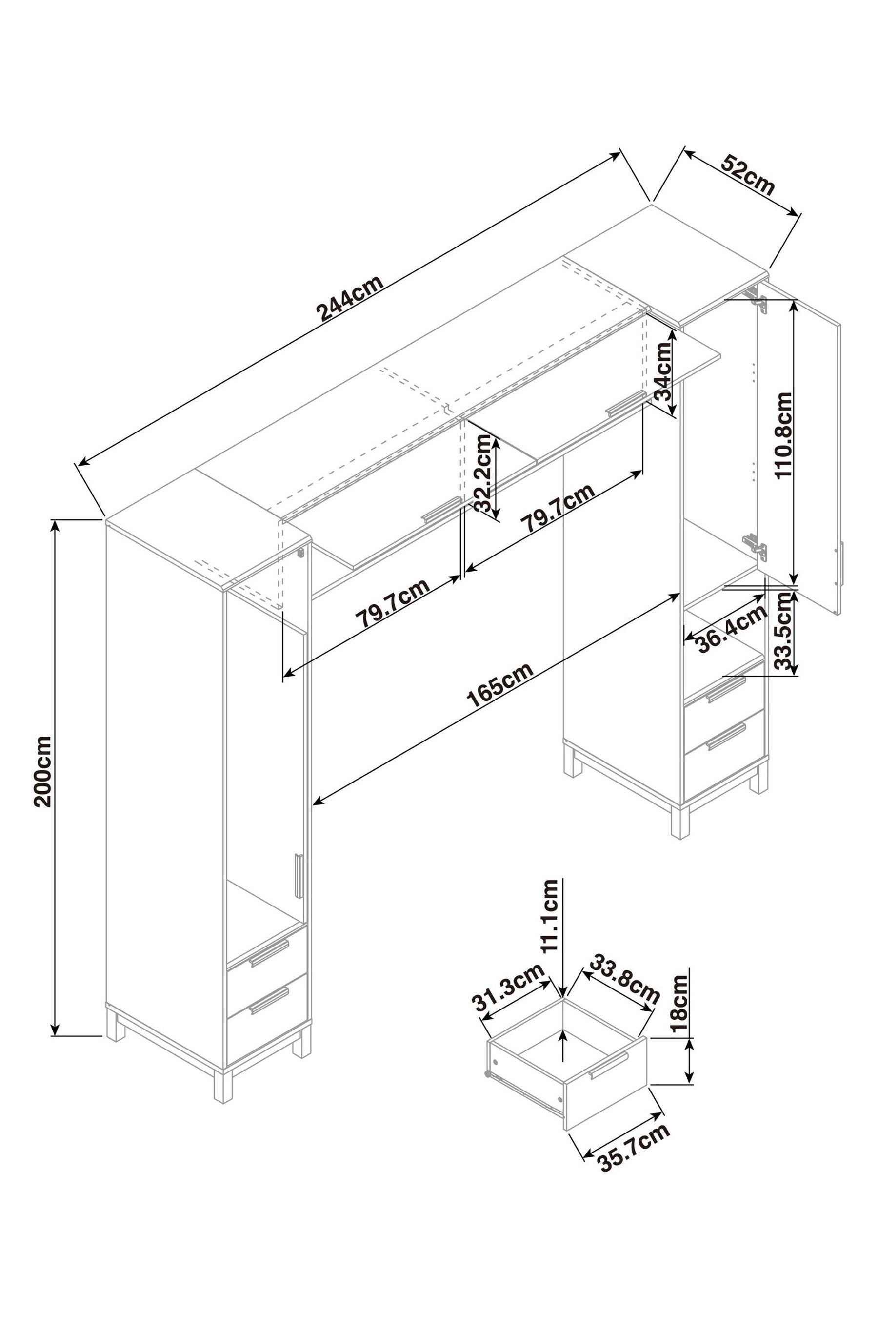 Buy Dark Bronx Oak Effect Overbed Bedside Table from the Next UK online