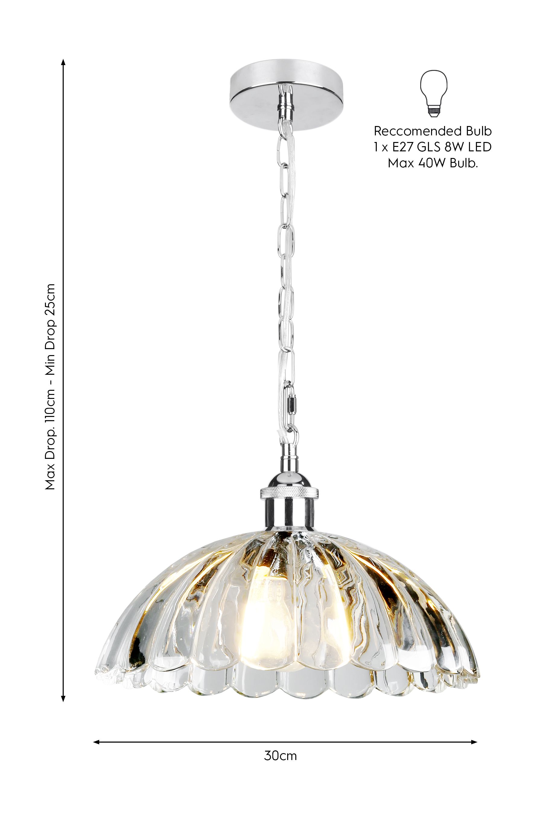 Buy Laura Ashley Clear Salisbury Chrome Pendant Ceiling Light from the