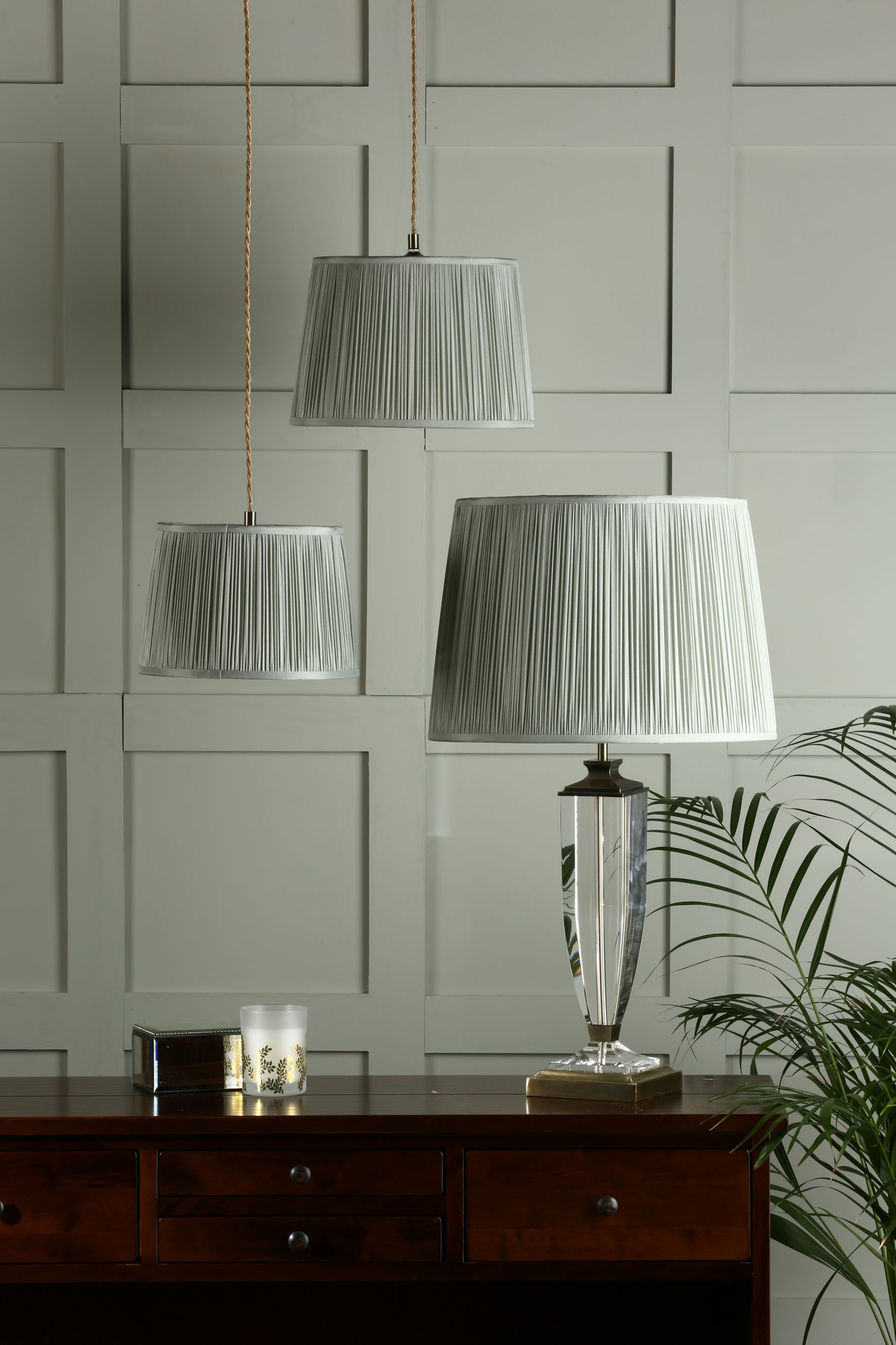 Buy Laura Ashley Sage Green Hemsley Pleated Silk Empire Easyfit Lamp Shade from the Next UK