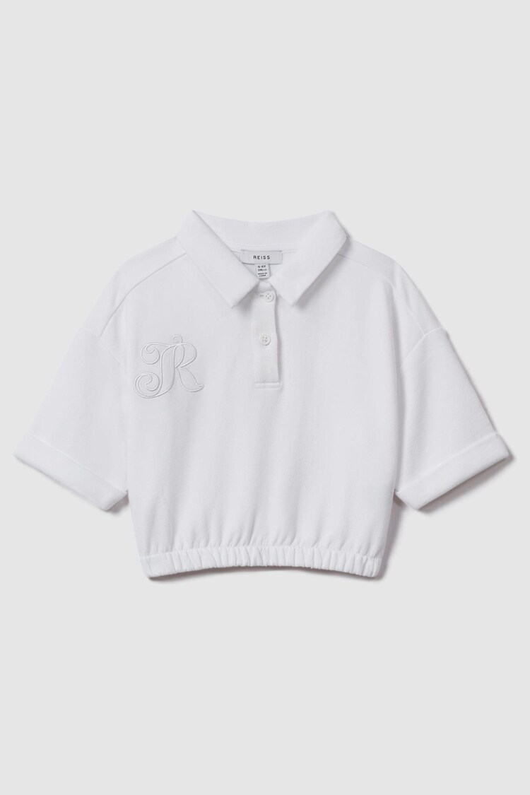 Reiss Ivory Pax 13-14 yrs Cotton Cropped Polo Shirt - Image 1 of 1