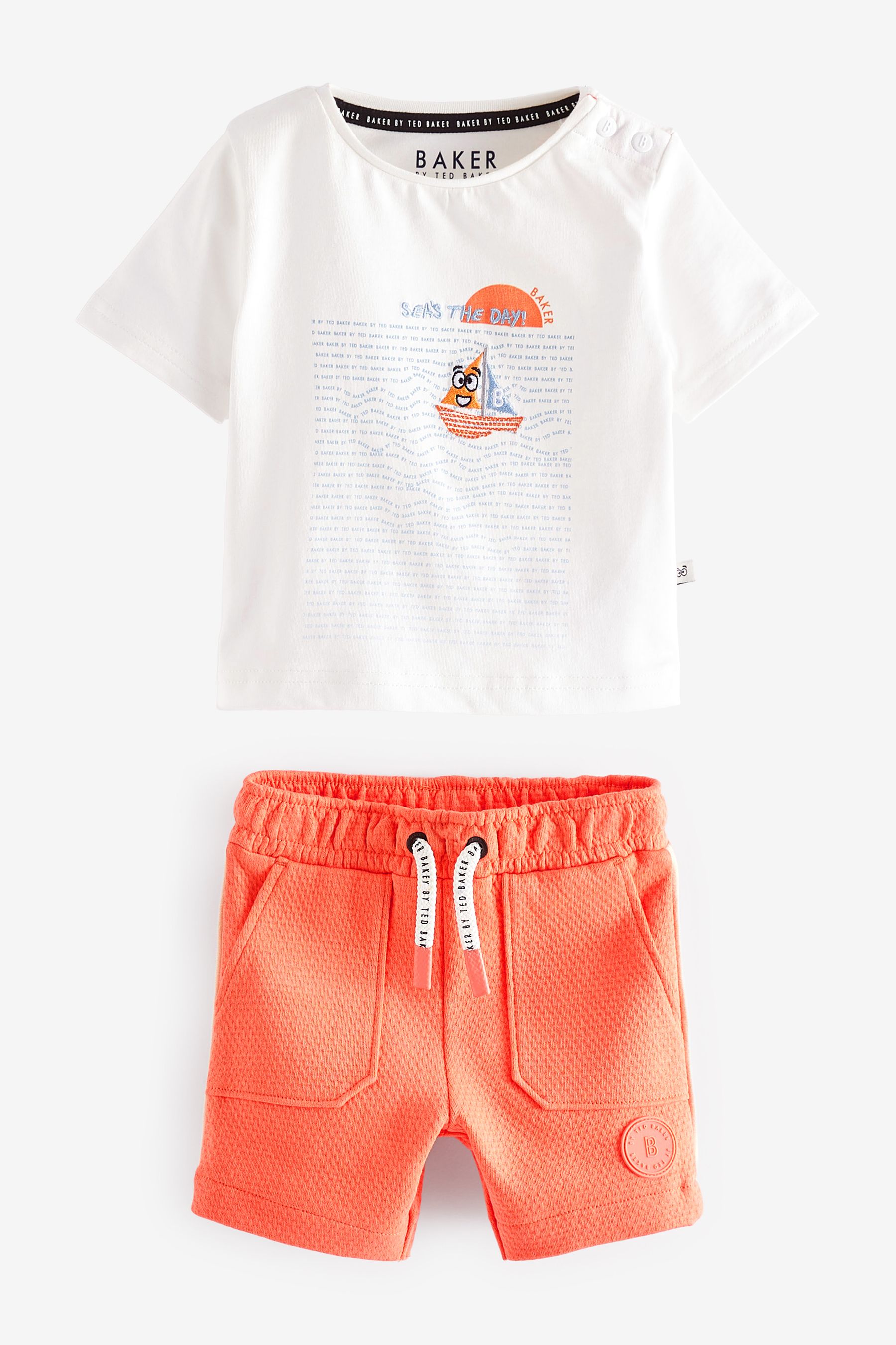 Buy Baker by Ted Baker Orange Jersey Shorts And Graphic TShirt Set