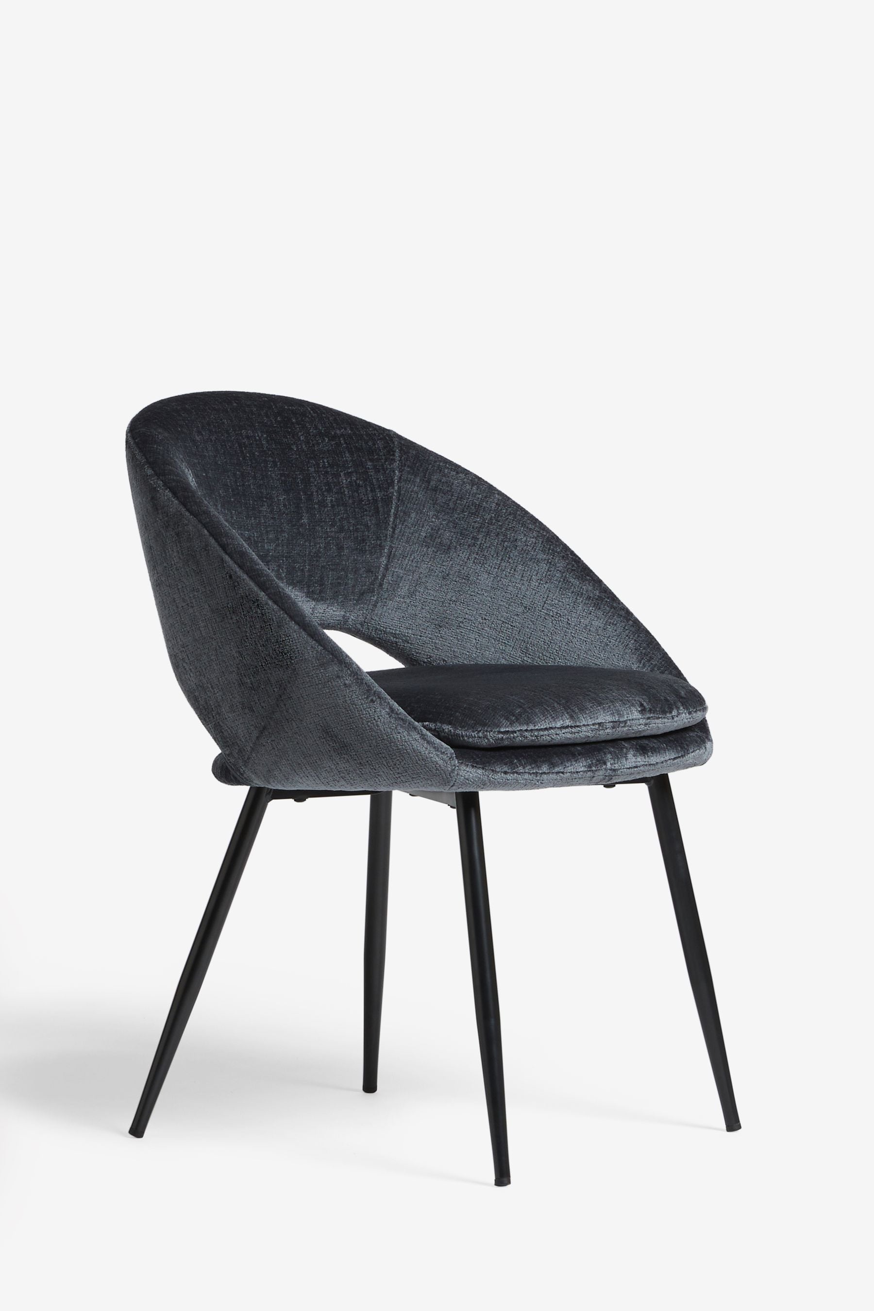 Buy Set of 2 Plush Chenille Slate Teal Blue Hewitt Black Leg Dining