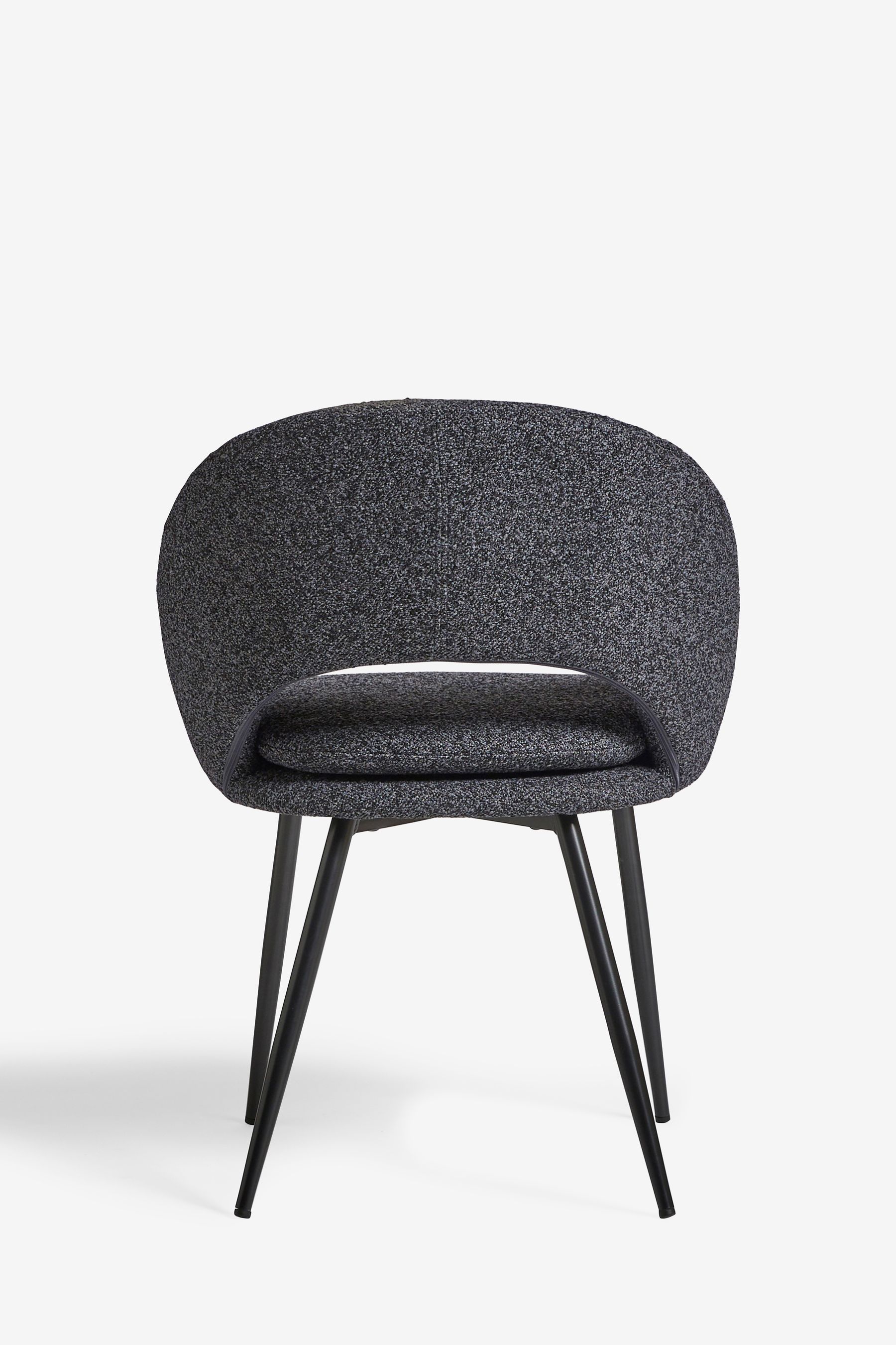 Buy Set of 2 Casual Bouclé Charcoal Grey Hewitt Black Leg Dining Chairs