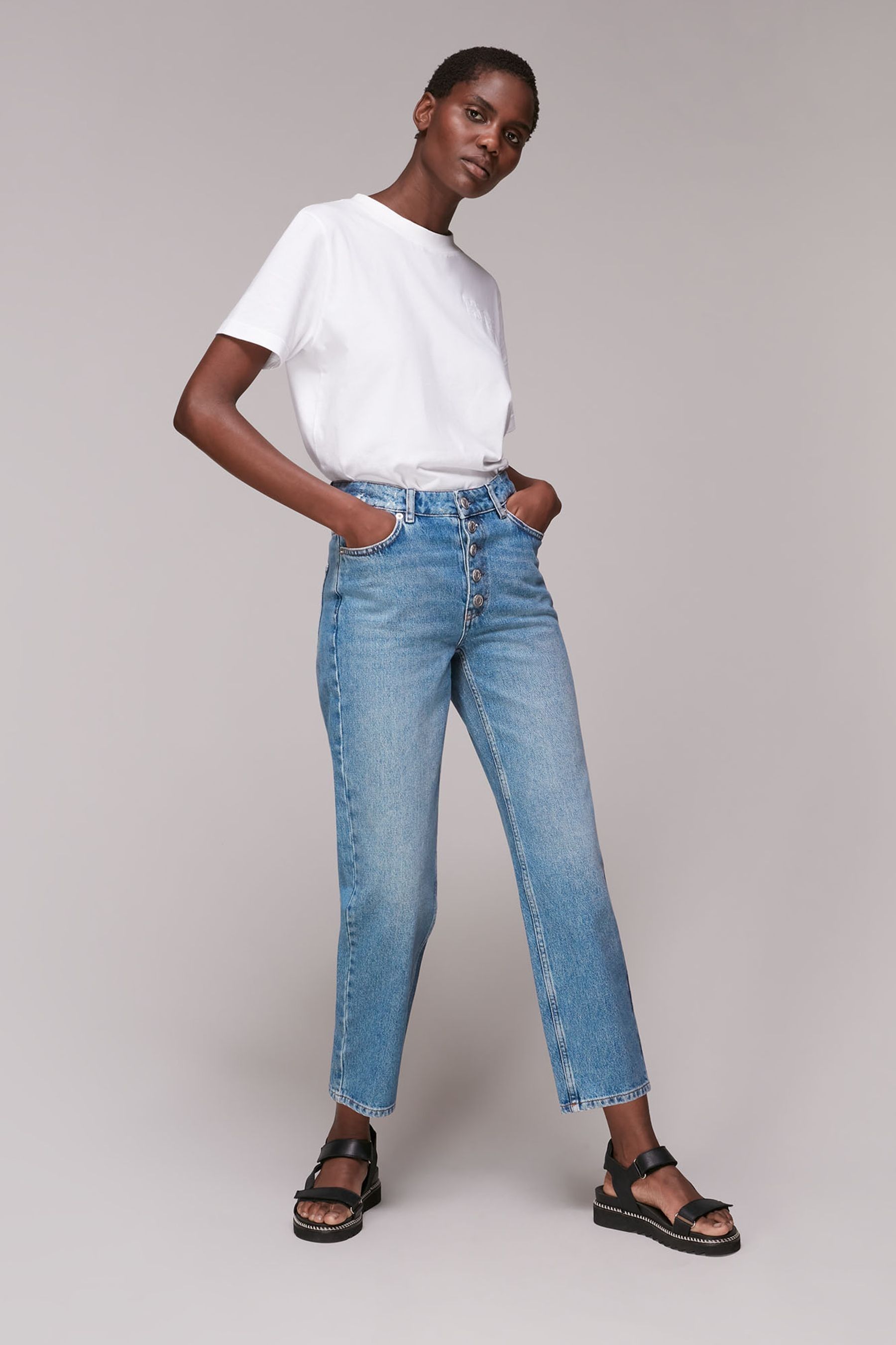 Buy Whistles Authentic Hollie Button Crop Jeans from the Next UK online