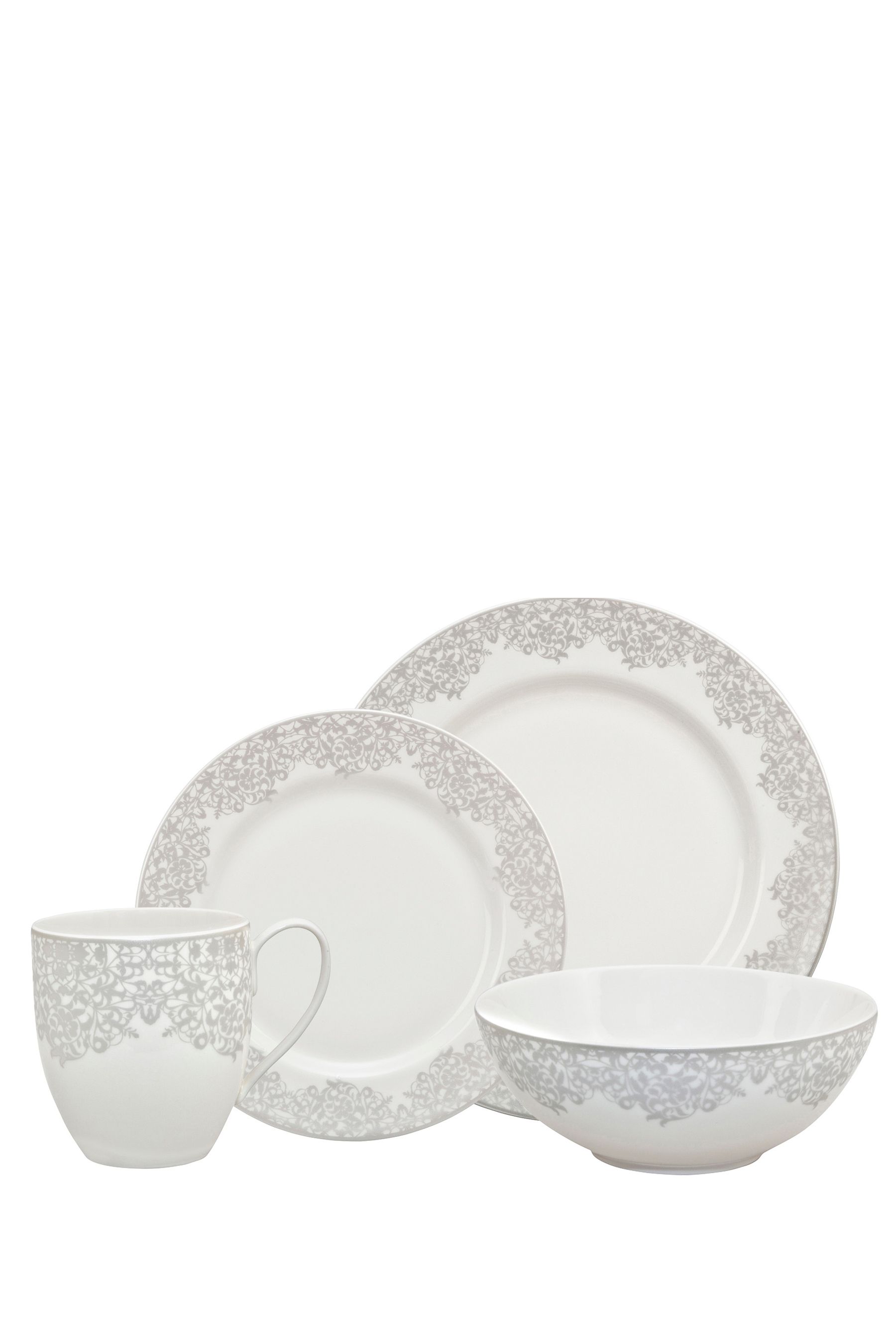 Buy Denby 16 Piece Filigree Silver Monsoon Dinnerware Set from the Next