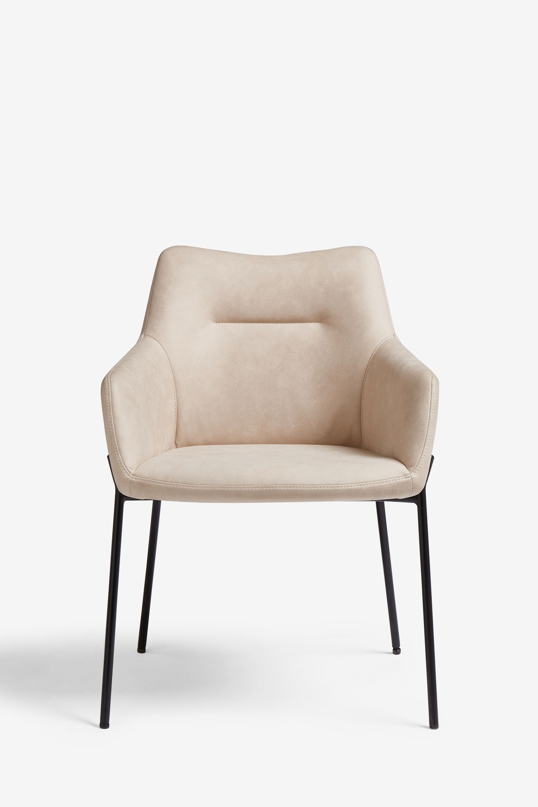 Buy Set of 2 Arona Faux Leather Natural Quinn Black Legs Dining Chairs