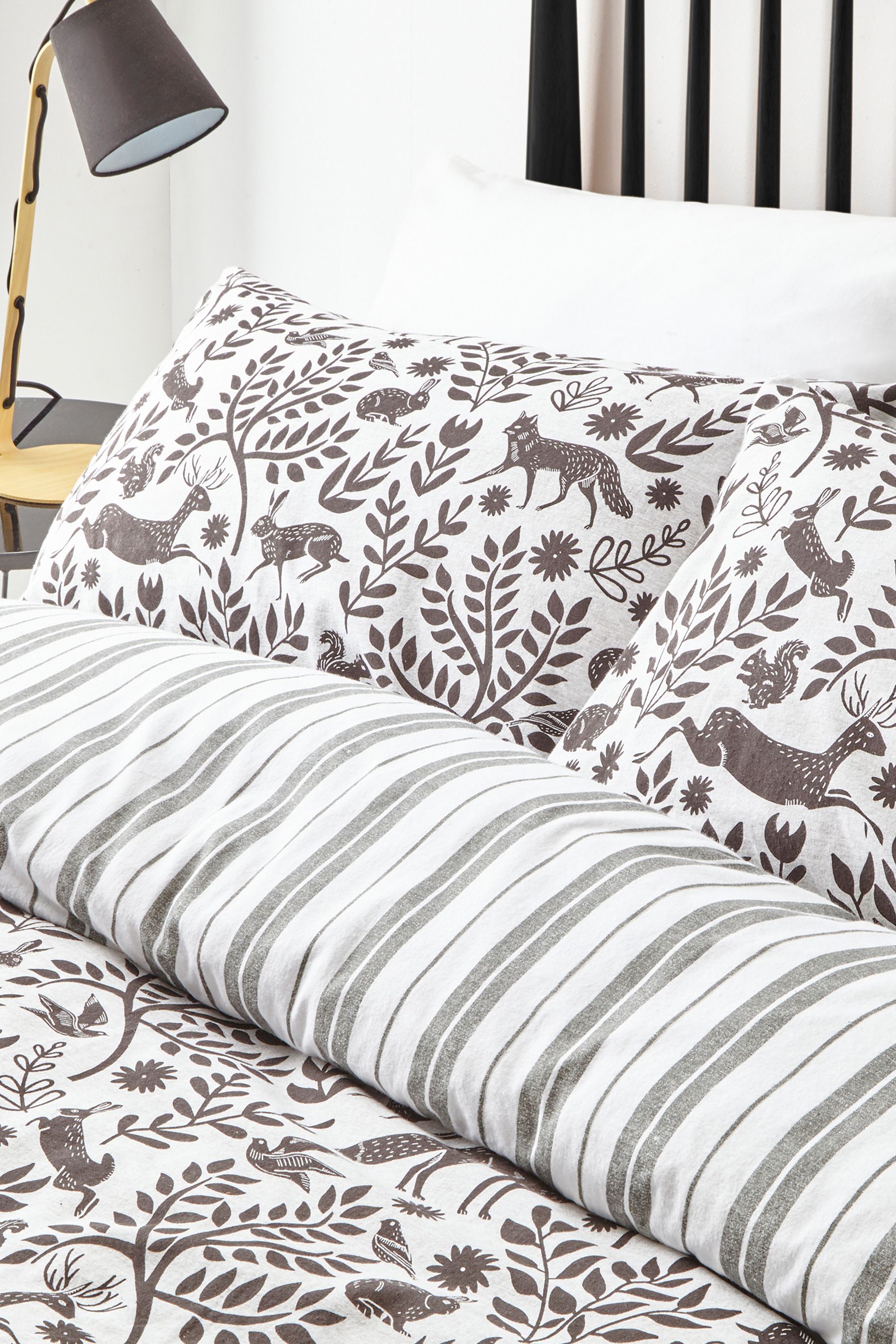 Buy furn. Black Coal Skandi Woodland Brushed Cotton Winter Stag Reversible Duvet Cover and