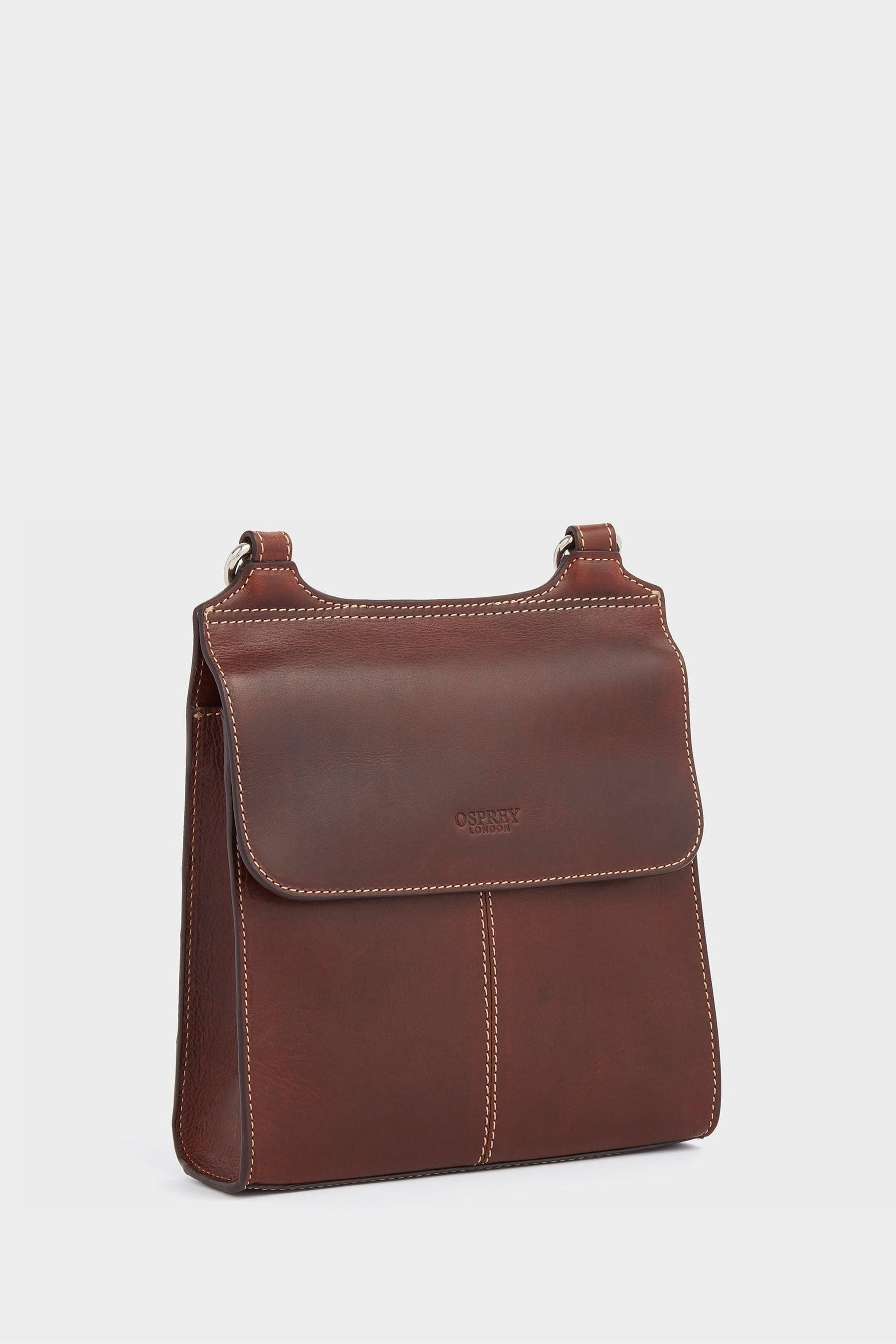 Buy OSPREY LONDON Cognac Brown Narissa Leather CrossBody Bag from the