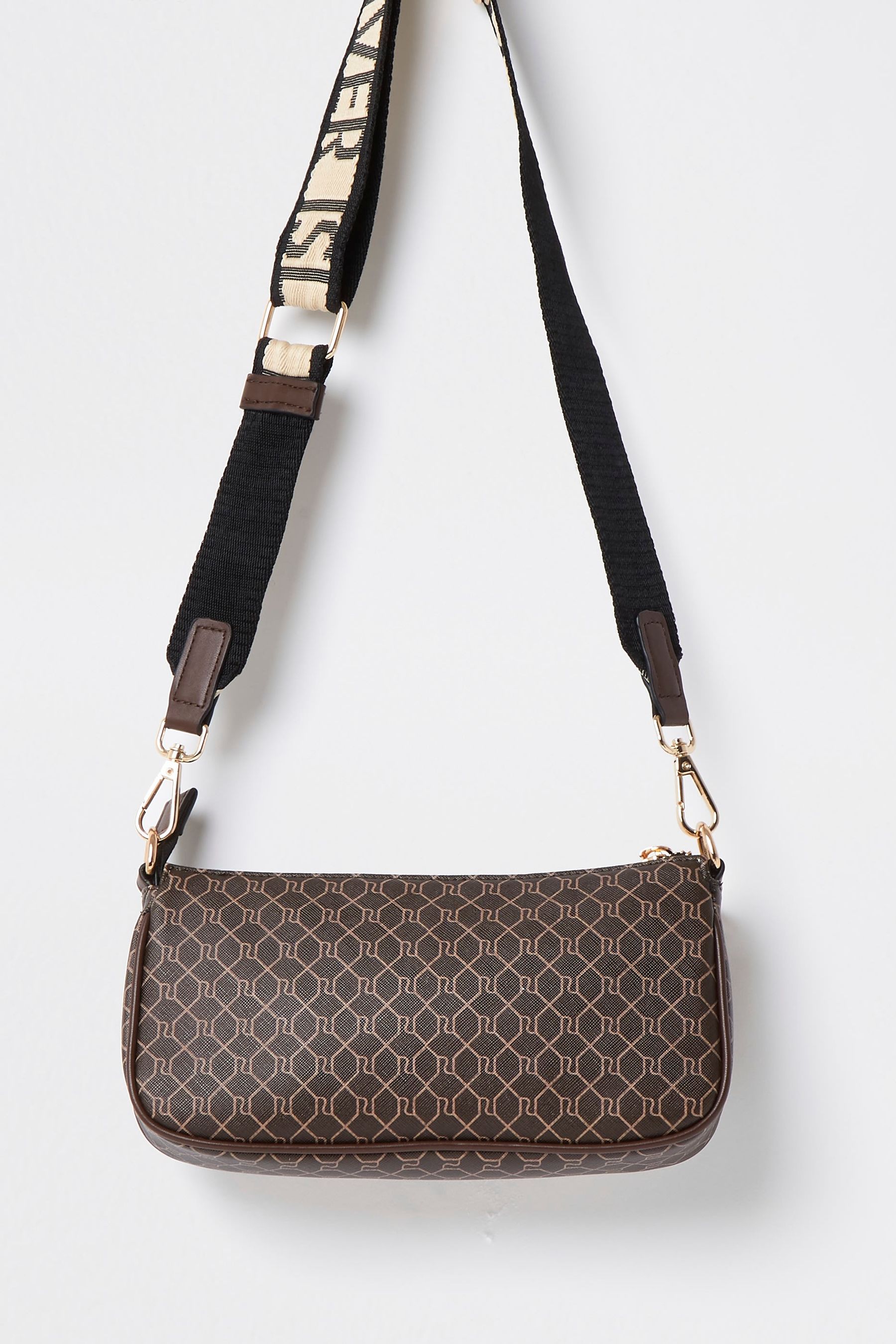 Buy River Island Brown Monogram Double Pouchette Bag from the Next UK