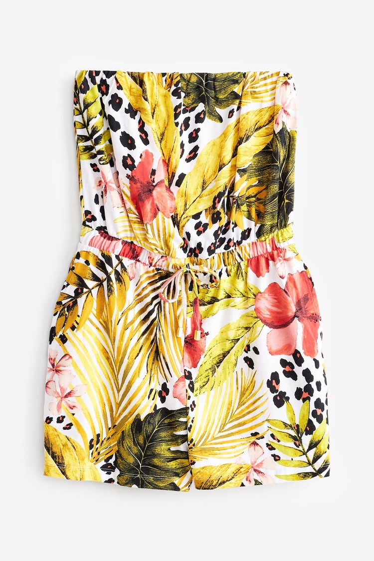 White Hawaiian Print Bandeau Playsuit - Image 1 of 1