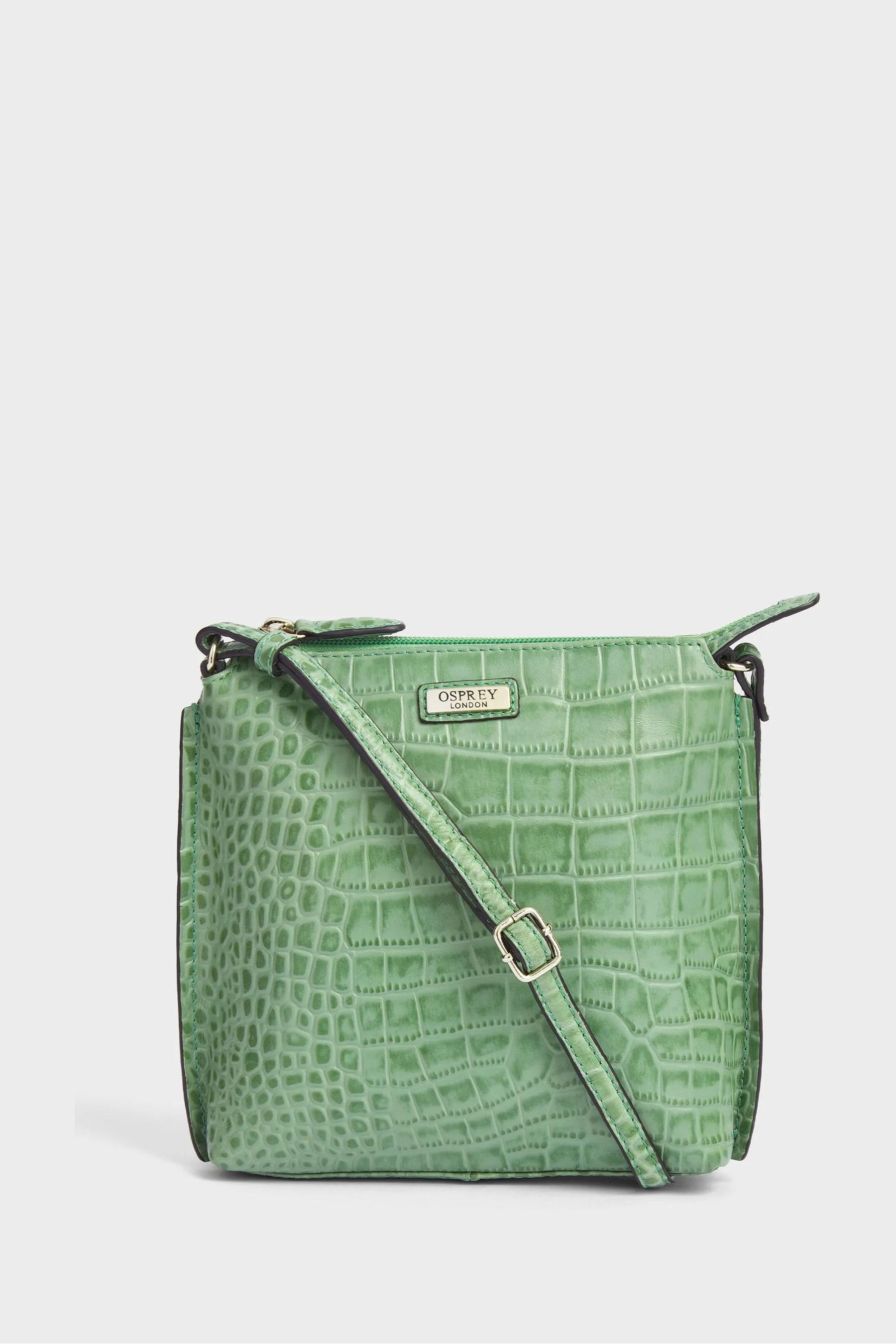 Buy OSPREY LONDON Green The Minster Leather CrossBody Bag from the