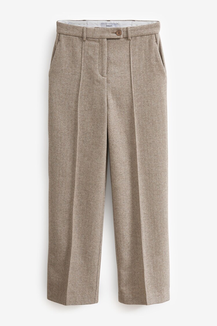 Neutral Rochelle Humes Tailored Herringbone Wide Leg Trousers - Image 1 of 1