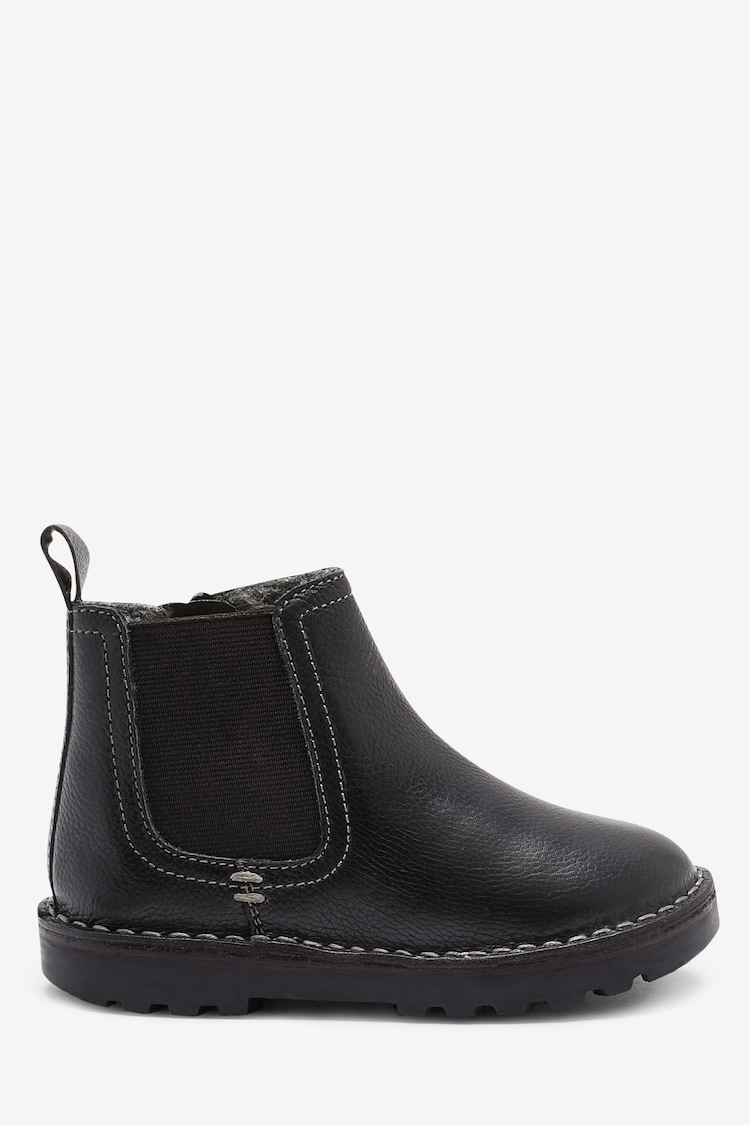 Black Standard Fit (F) Warm Lined Leather Chelsea Boots - Image 1 of 1