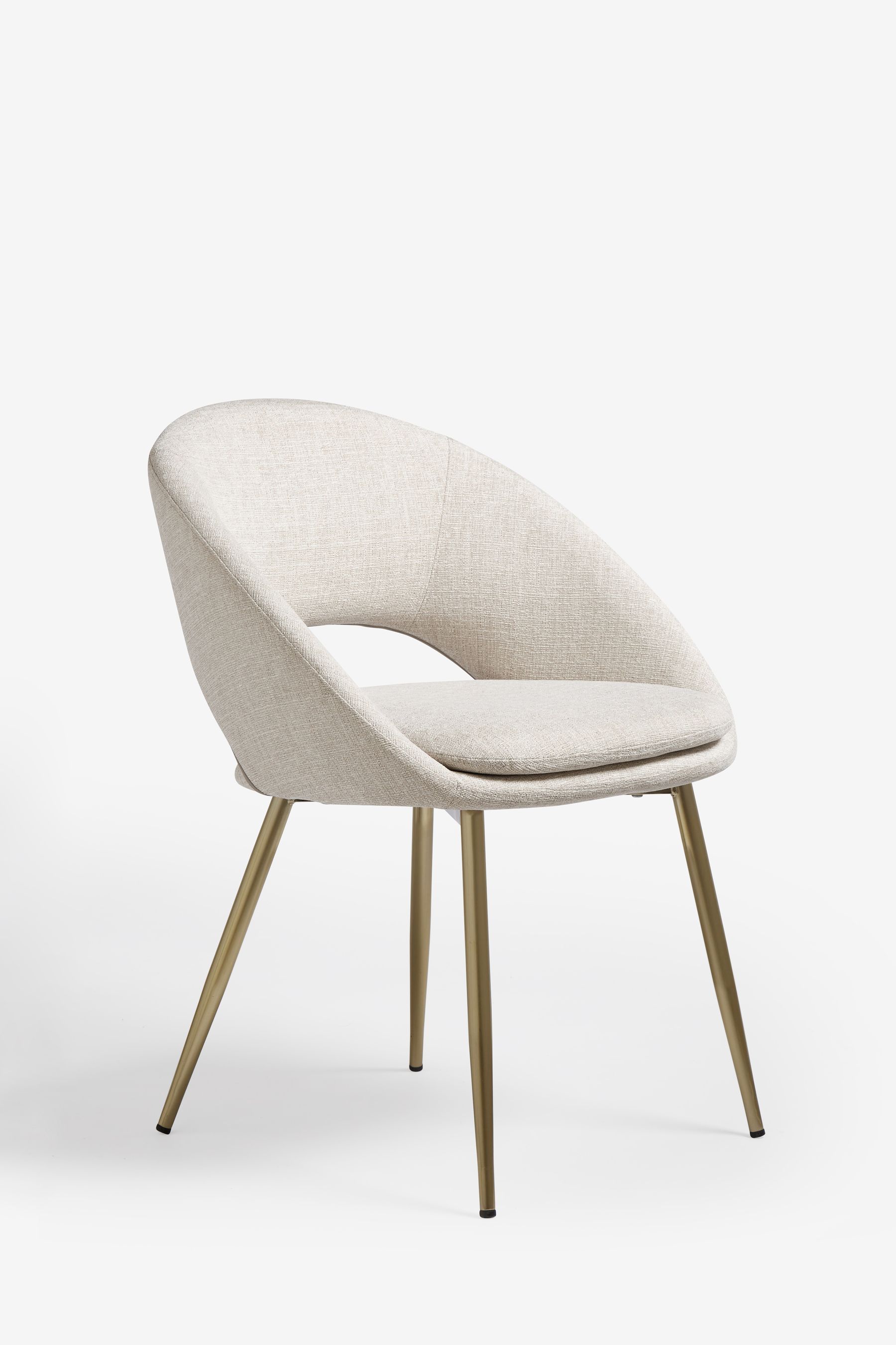 Buy Set of 2 Tweedy Plain Light Natural Hewitt Gold Leg Dining Chairs