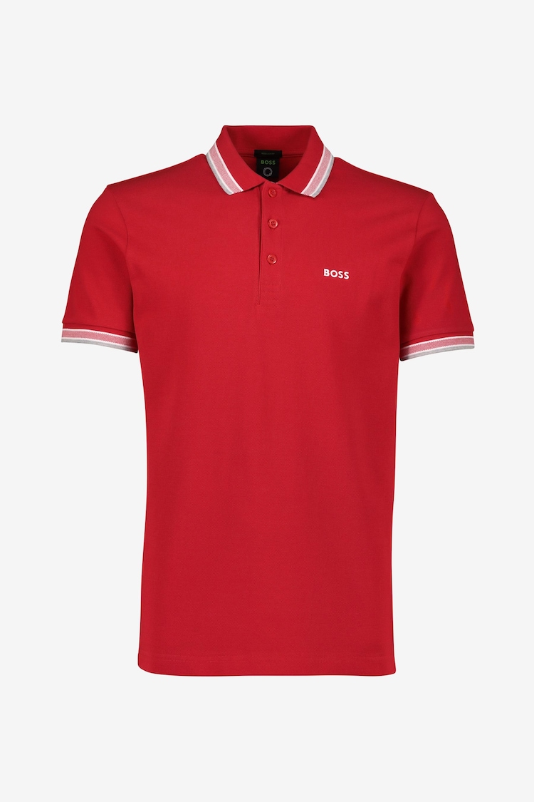 Rot/Grau - BOSS – Paddy – Polo-Shirt mit Streifen aus 100 % Baumwolle - Bild 1 von 1