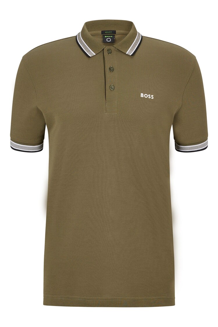 Olivgrün/schwarze Zierstreifen - BOSS – Paddy – Polo-Shirt mit Streifen aus 100 % Baumwolle - Bild 1 von 1