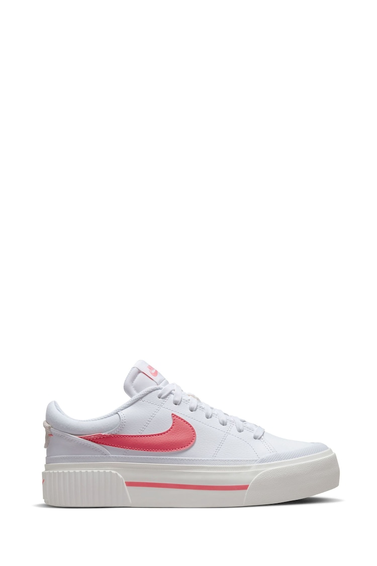 Nike White/Coral Court Legacy Lift Platform Trainers - Image 1 of 1