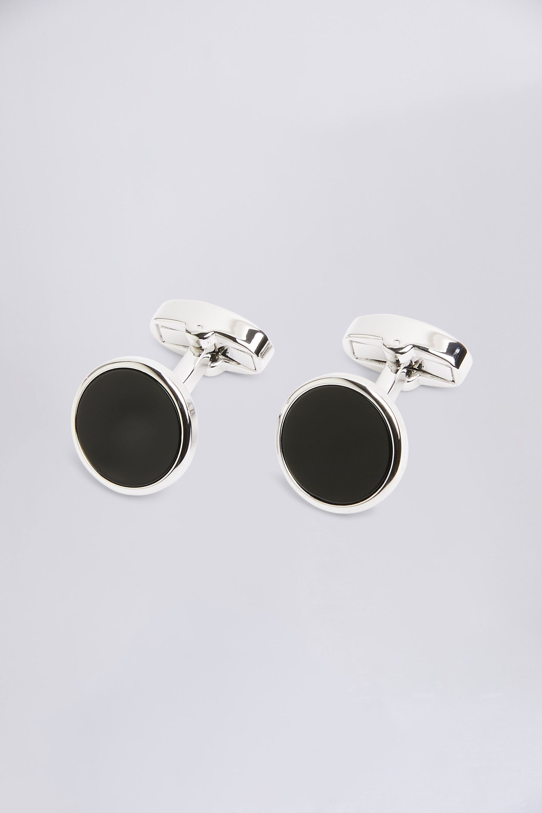 Buy MOSS Silver Tone Onyx Cufflinks from the Next UK online shop