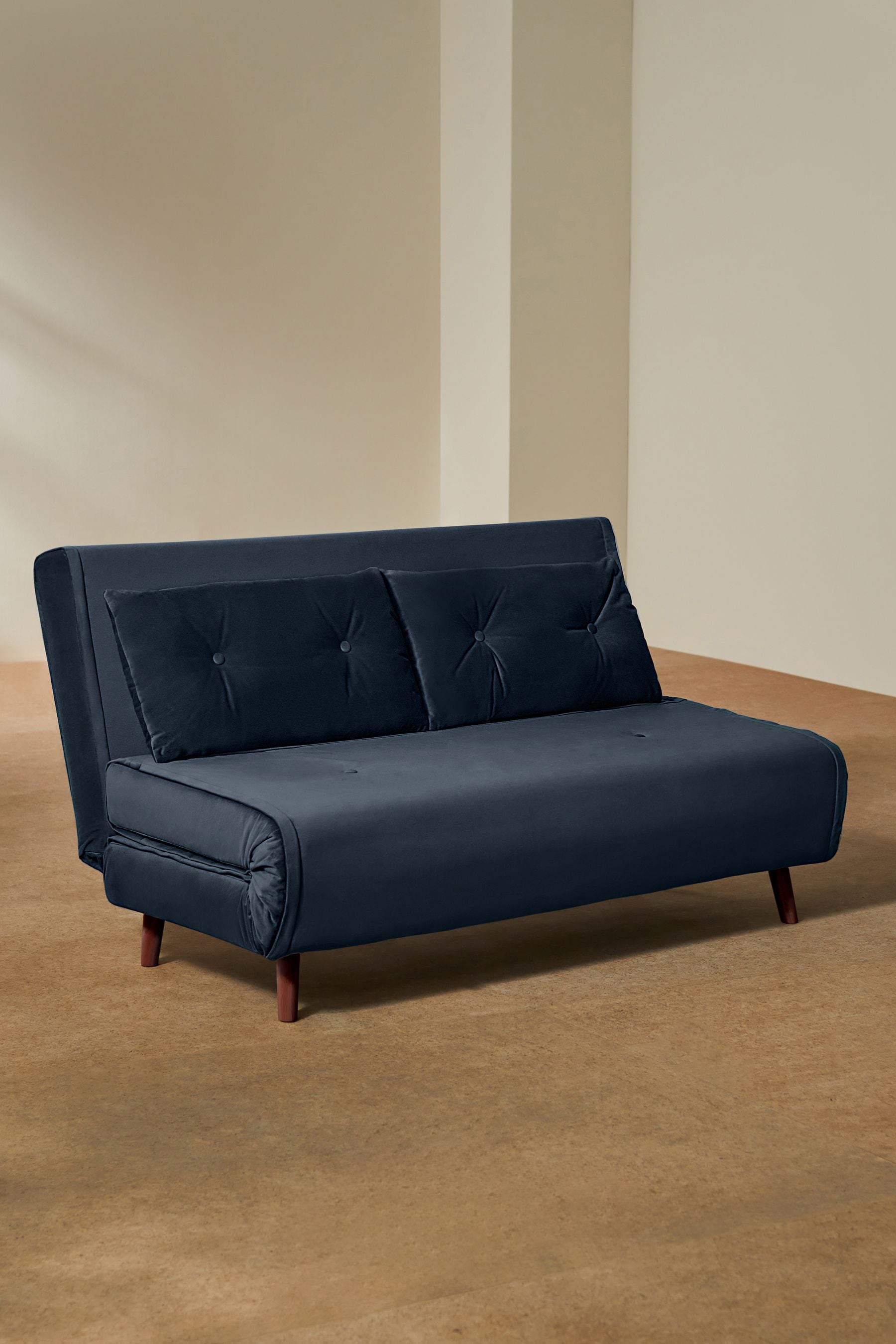 Buy Smooth Velvet Sapphire Blue Haru Sofa Bed from the Next UK