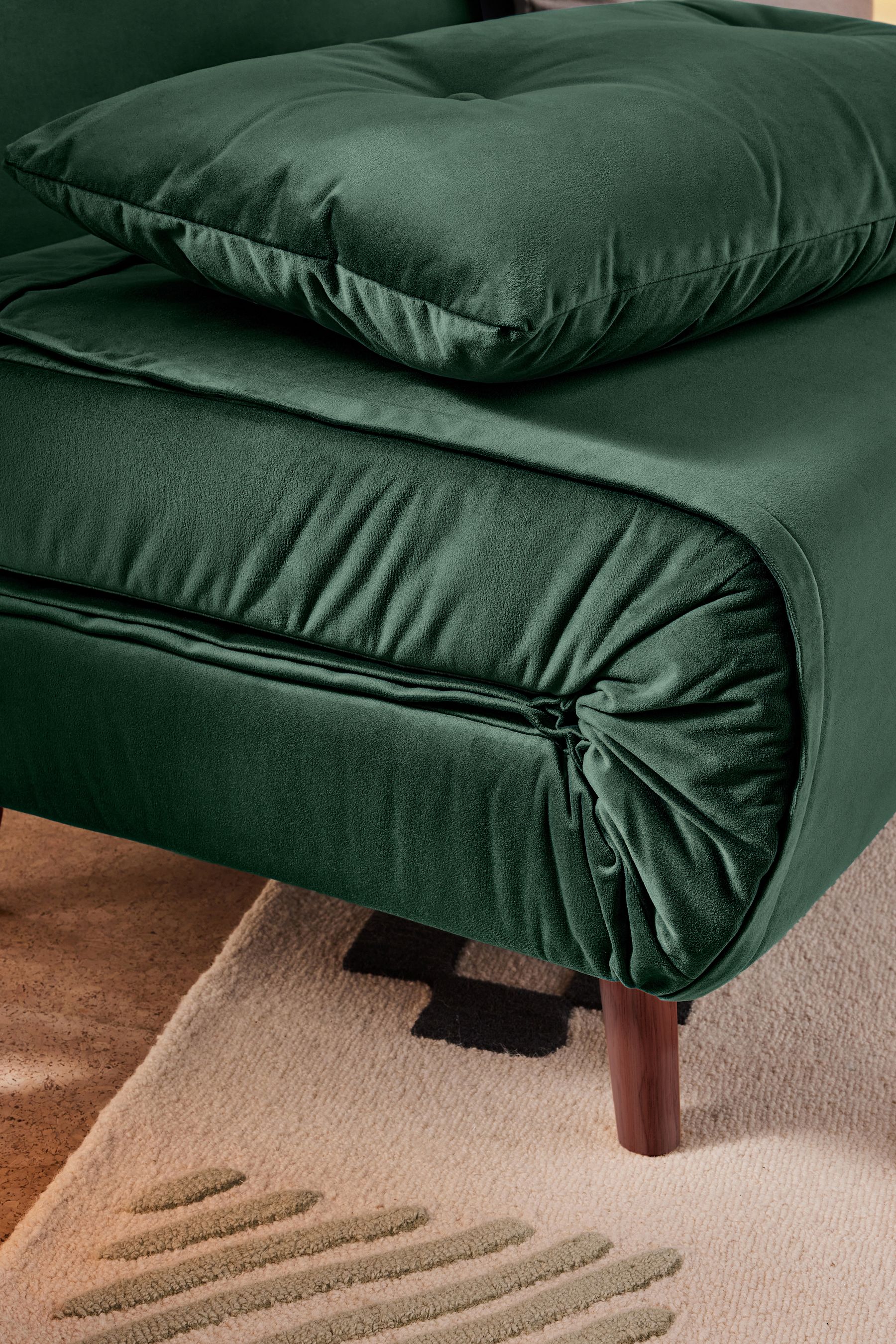 Buy Smooth Velvet Moss Green Haru Sofa Bed from the Next UK
